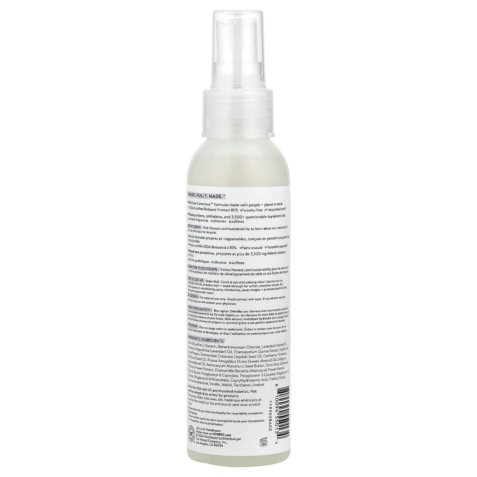 The Honest Company, Calm, Conditioning Detangler, Lavender, 4 fl oz (118 ml)