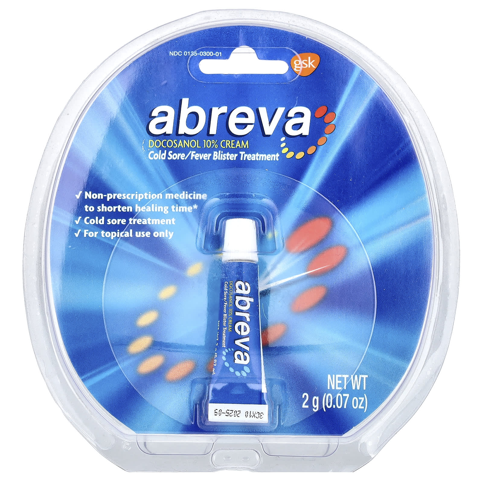 Abreva, Cold Sore/Fever Blister Treatment, 0.07 oz (2 g)