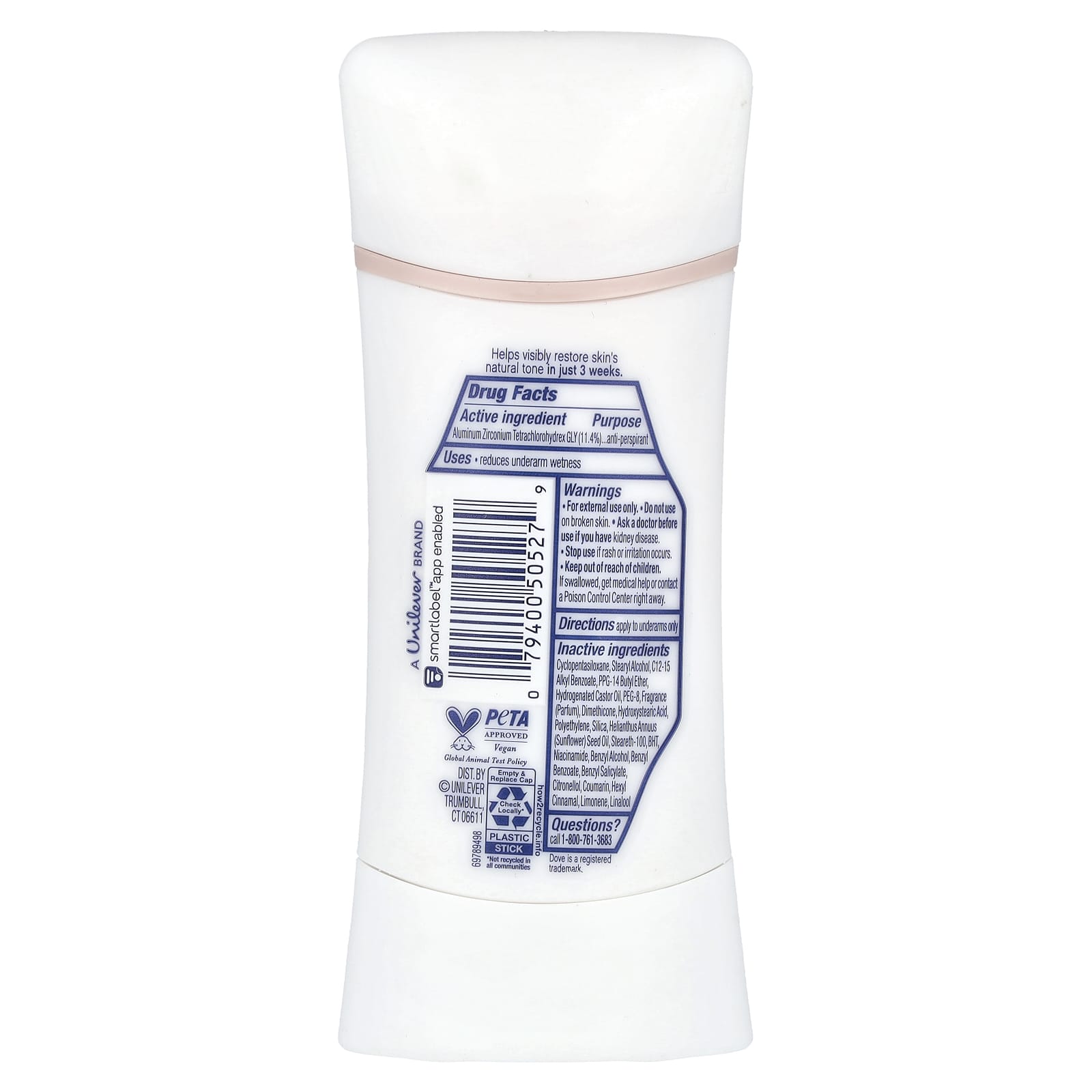 Dove, Even Tone + Niacinamide, Antiperspirant Deodorant, Shea Butter & Vanilla, 2.6 oz (74 g)