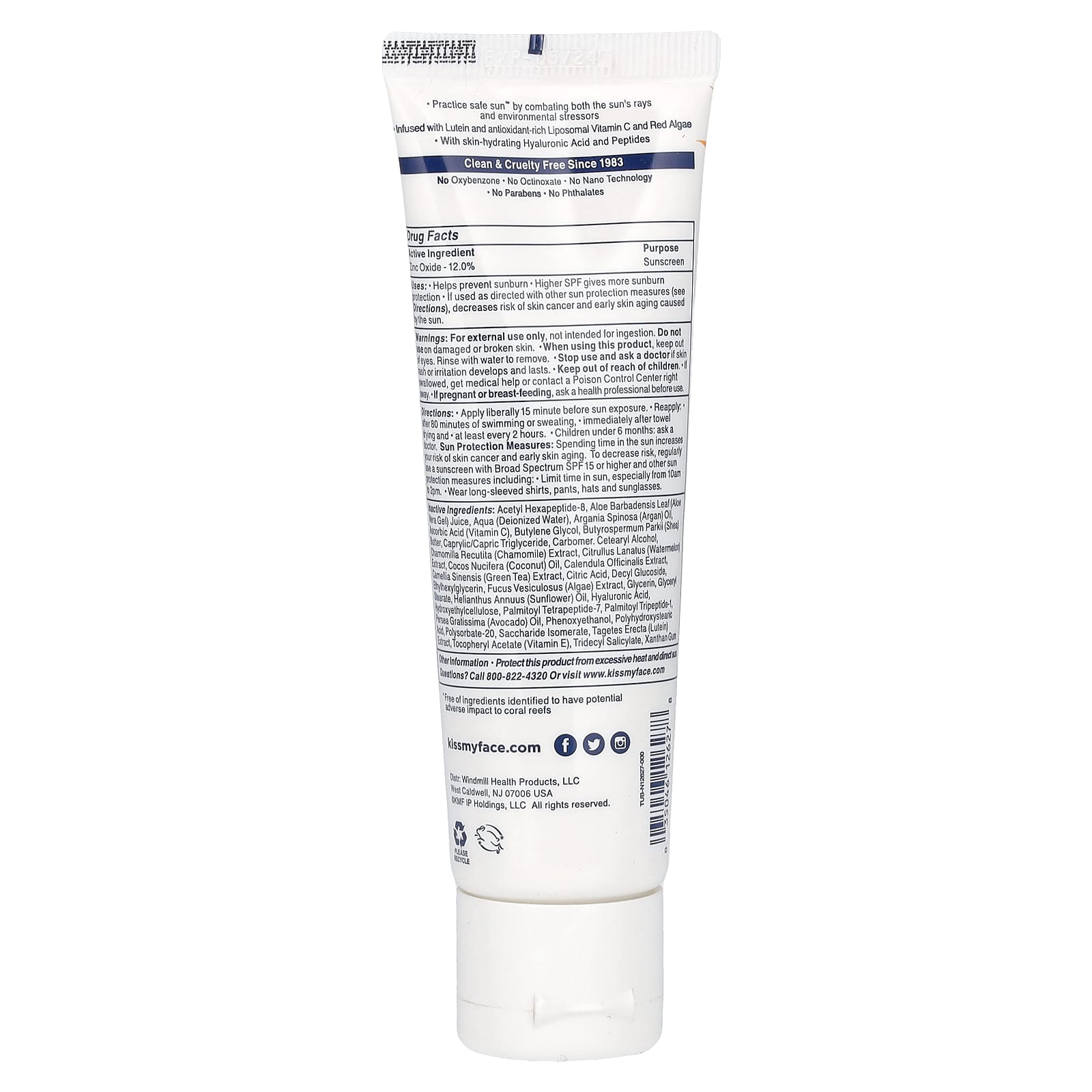 Kiss My Face, 50 Face Factor, Mineral Sunscreen, SPF 50, 2 fl oz (59 ml)
