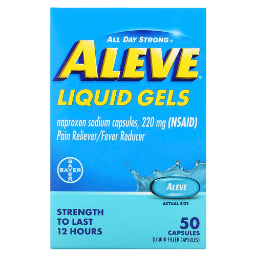 Aleve, Naproxen Sodium Capsules, Liquid Gels, 220 mg, 50 Capsules