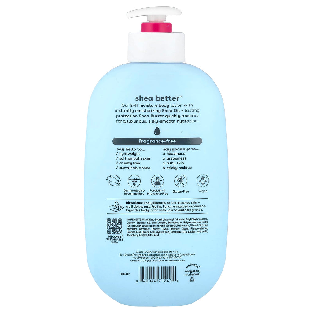 EOS, Shea Better™, 24H Moisture Body Lotion, Fragrance-Free, 16 fl oz (473 ml)