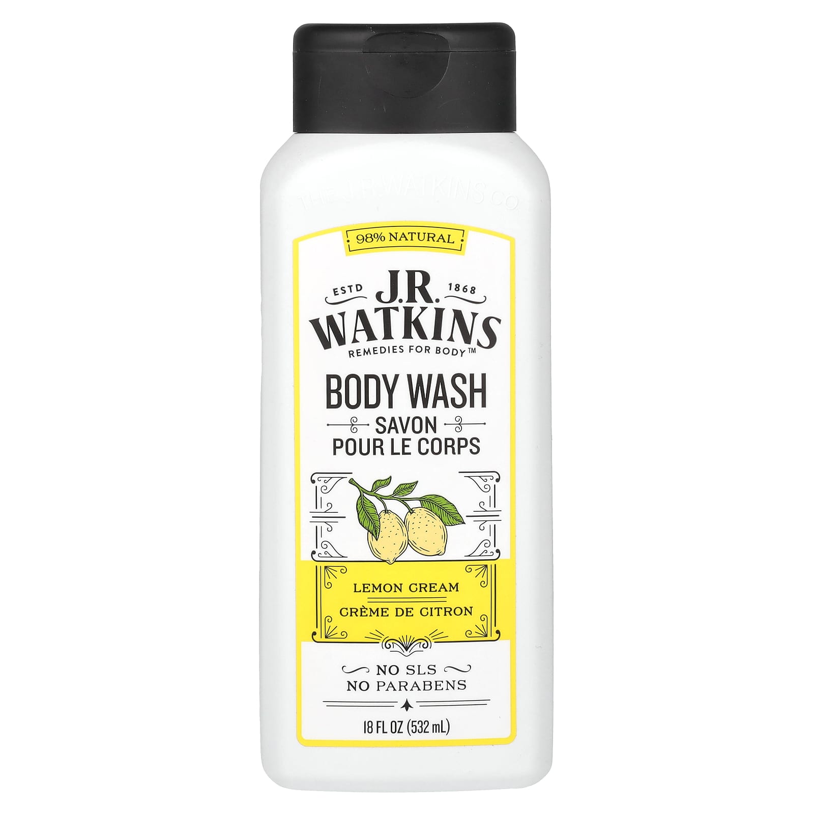 J R Watkins, Body Wash, Lemon Cream, 18 fl oz ( 532 ml)