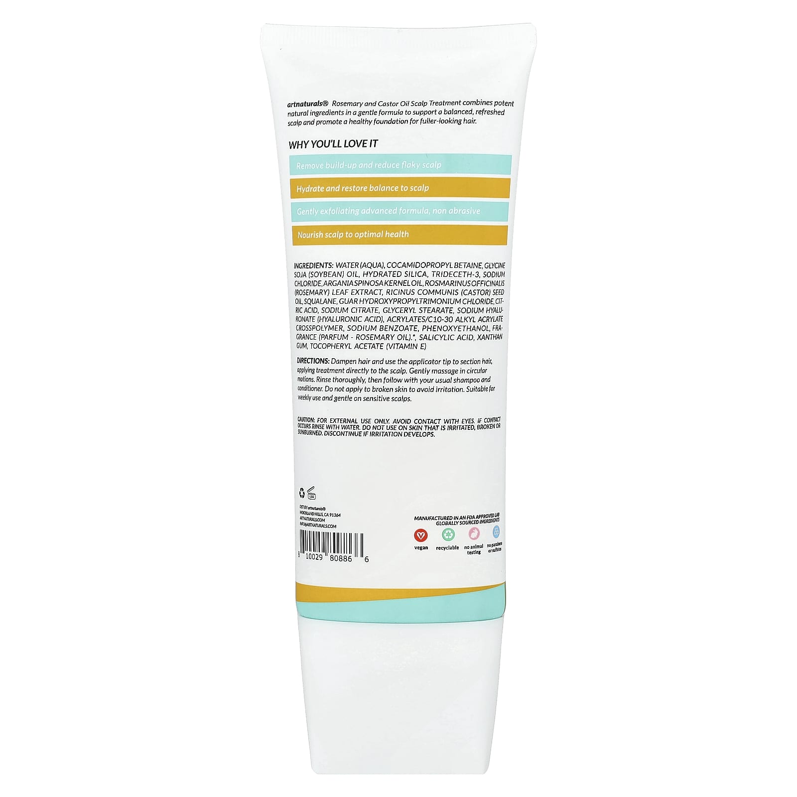 artnaturals, Rosemary + Castor Oil Scalp Treatment, For All Hair Types, 7 fl oz (200 ml)
