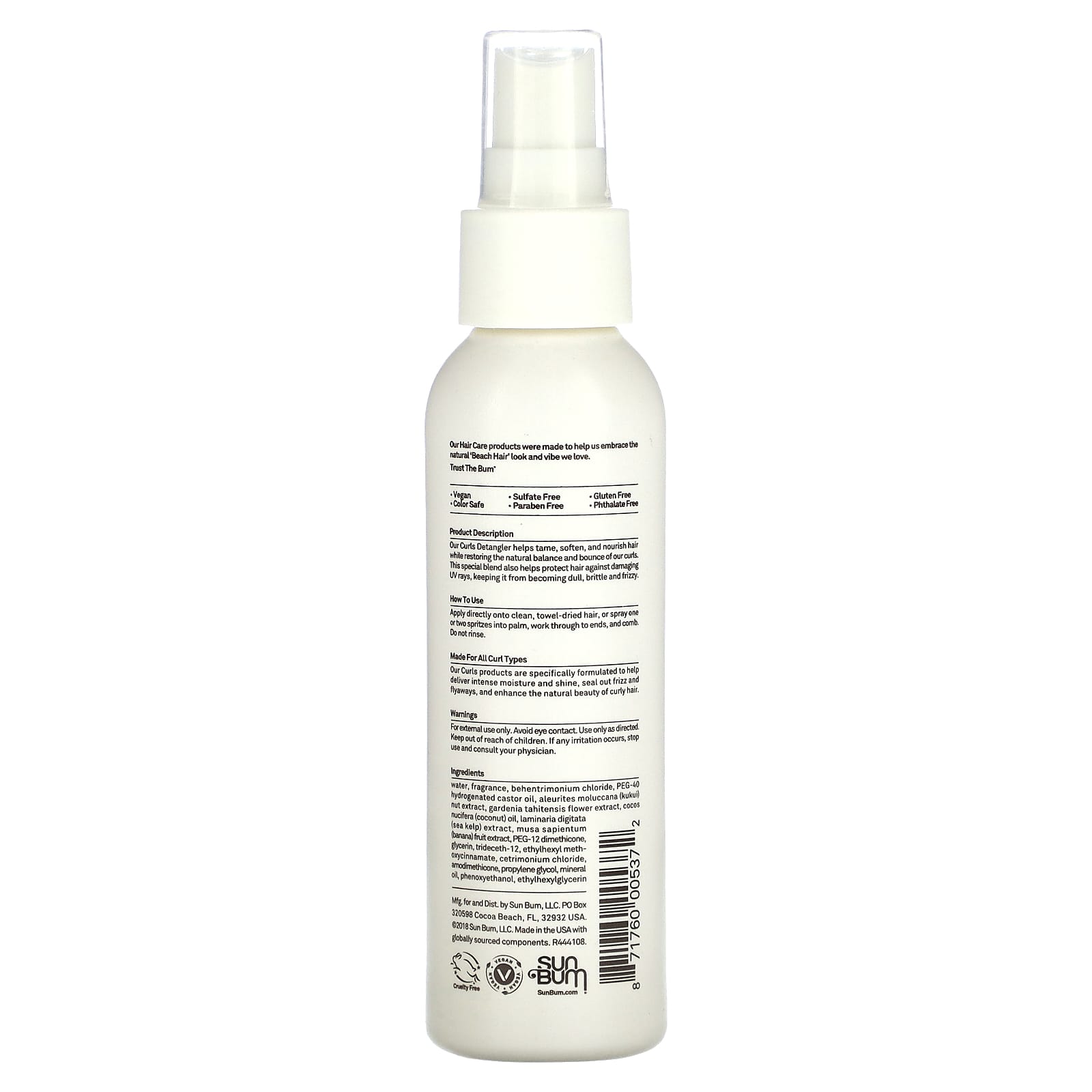 Sun Bum, Detangler, For All Curl Types, 4 fl oz (118 ml)