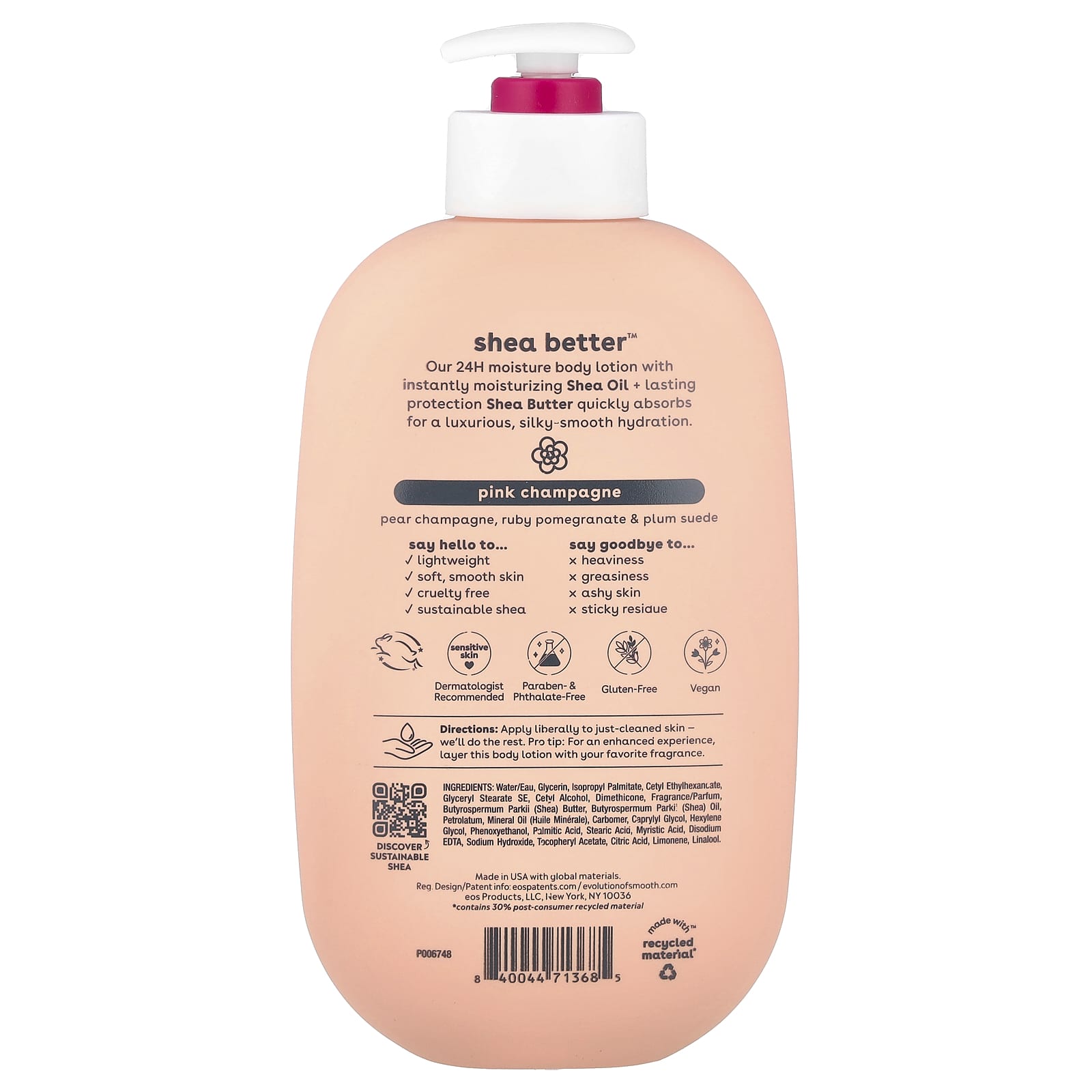 EOS, Shea Better™, 24H Moisture Body Lotion, Pink Champagne, 16 fl oz (473 ml)