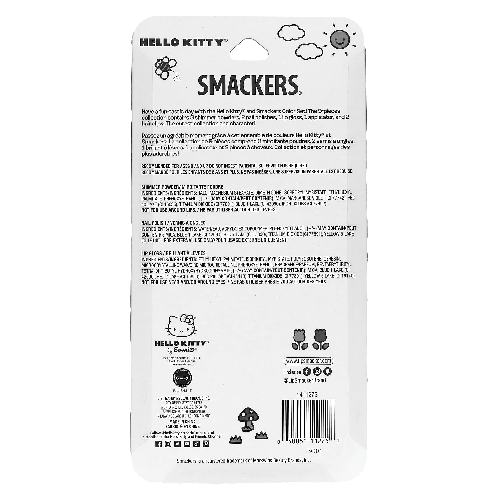 Lip Smacker, Hello Kitty Beauty Collection, 9 Piece Kit