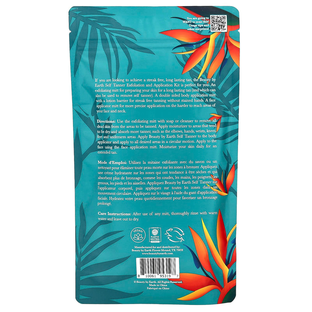Beauty By Earth, Self Tanner Exfoliation & Application Kit , 3 Piece Set