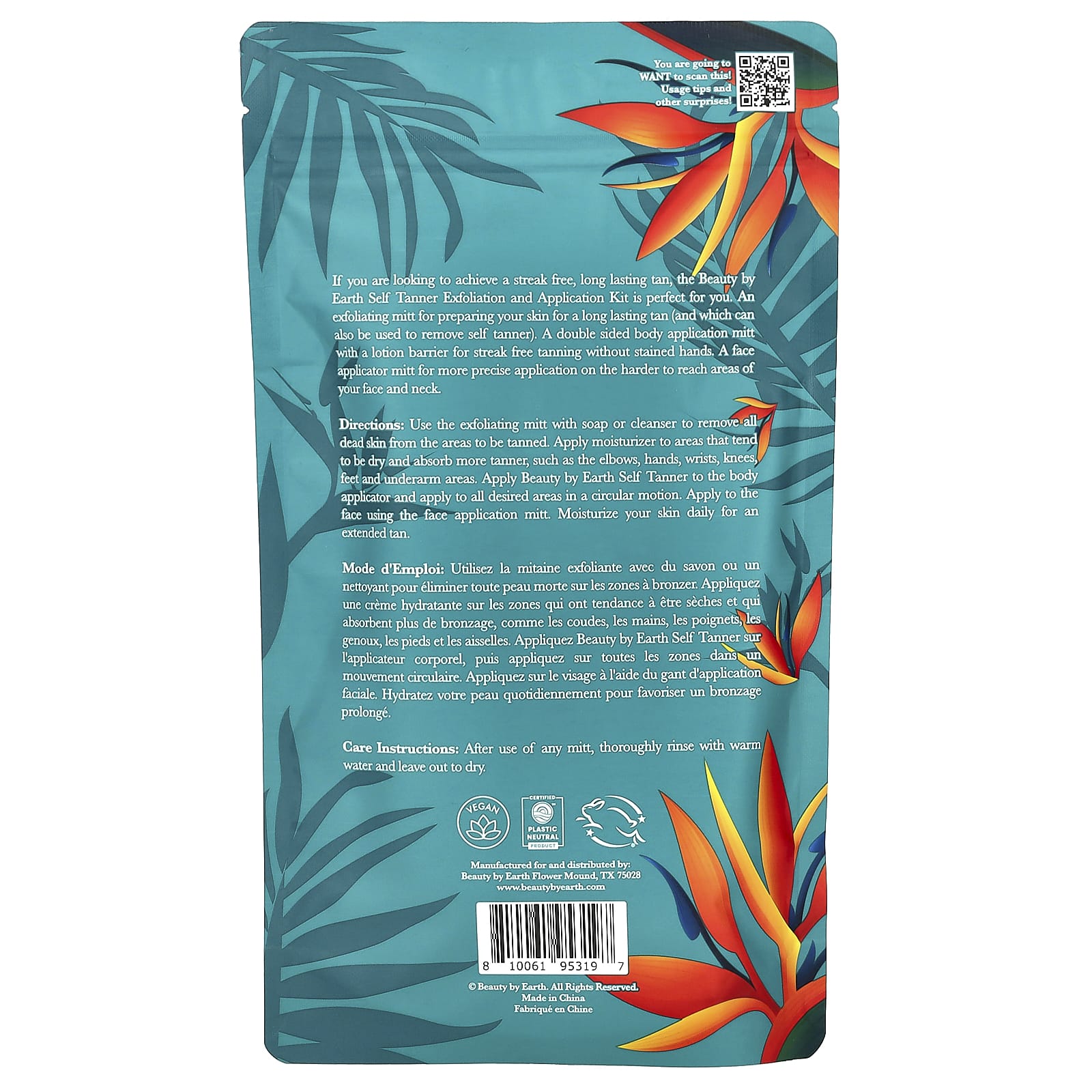 Beauty By Earth, Self Tanner Exfoliation & Application Kit , 3 Piece Set