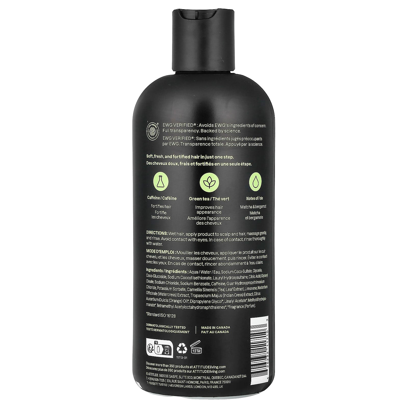 ATTITUDE, Super Leaves™, 2N1 Fortifying Shampoo & Conditioner, For Men, Matcha & Bergamot, 14 fl oz (415 ml)