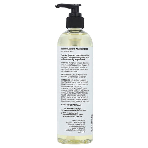 Advanced Clinicals, Collagen, Lifting Body Oil, 12 fl oz (355 ml)