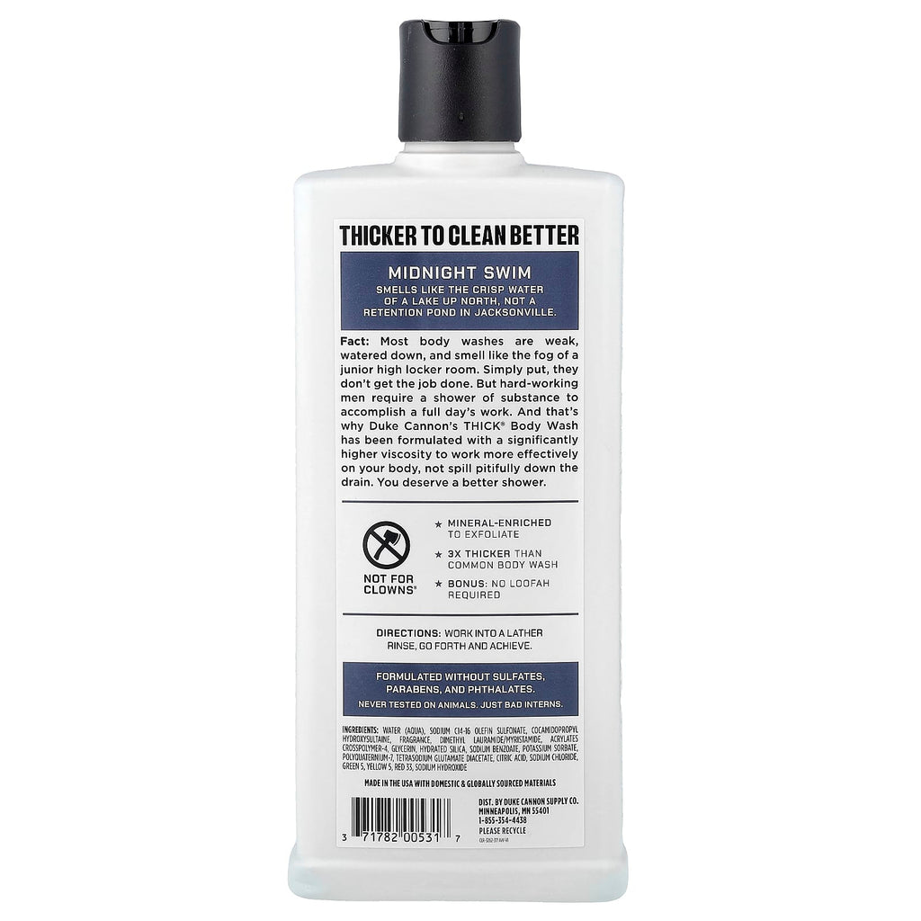 Duke Cannon Supply Co., Thick® Body Wash, Midnight Swim, 18 fl oz (532 ml)