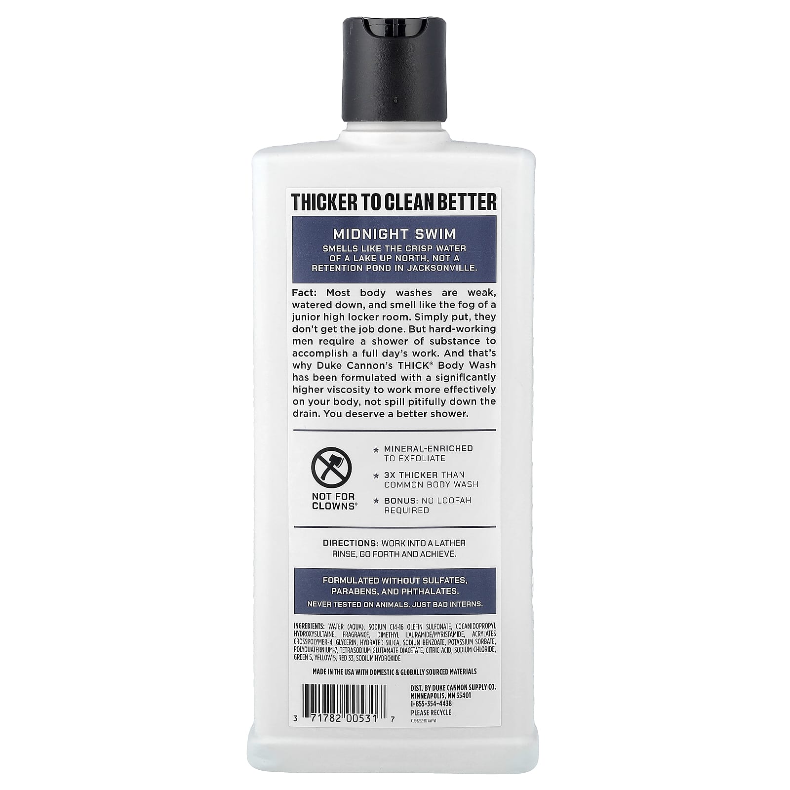 Duke Cannon Supply Co., Thick® Body Wash, Midnight Swim, 18 fl oz (532 ml)