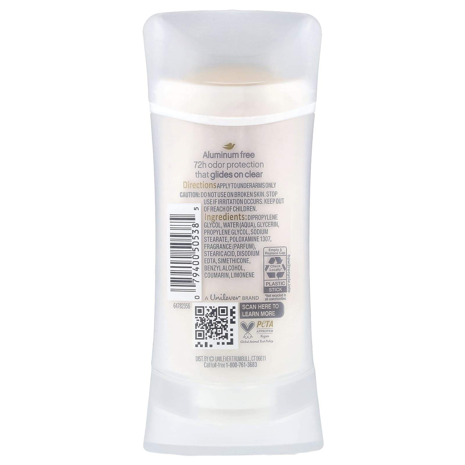 Dove, Aluminum Free Deodorant, Oat Milk & Vanilla, 2.6 oz (74 g)