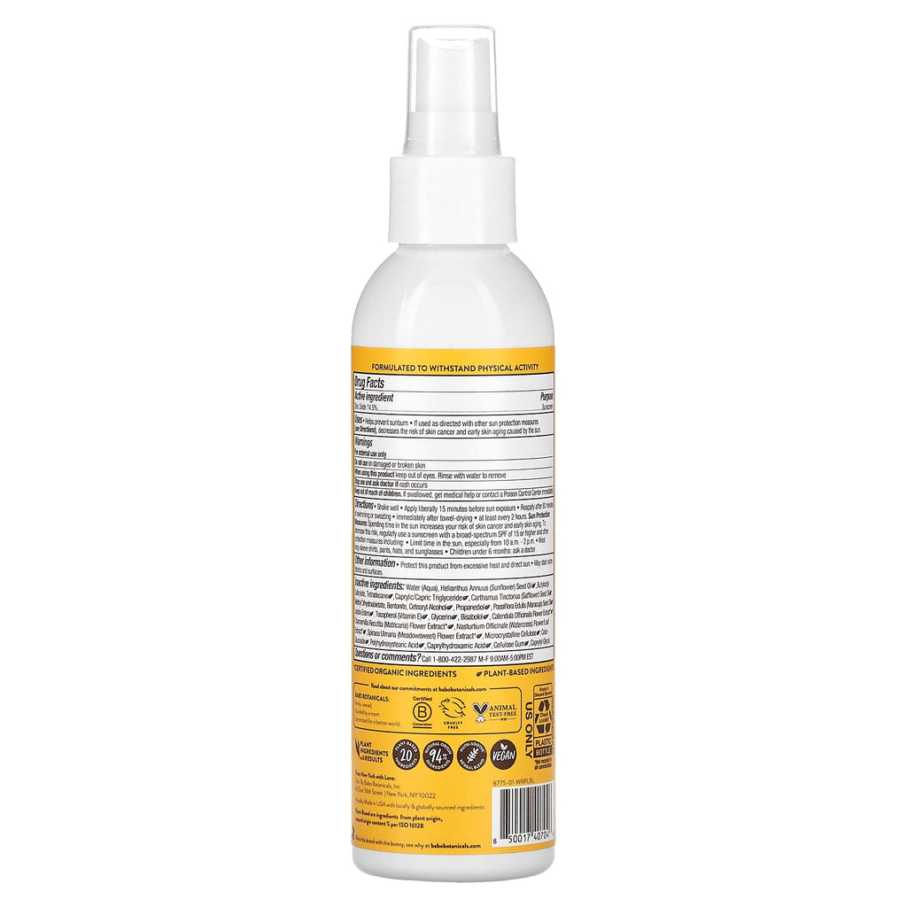 Babo Botanicals, Swim & Sport, Mineral Sunscreen Spray, SPF 30, 6 fl oz (177 ml)
