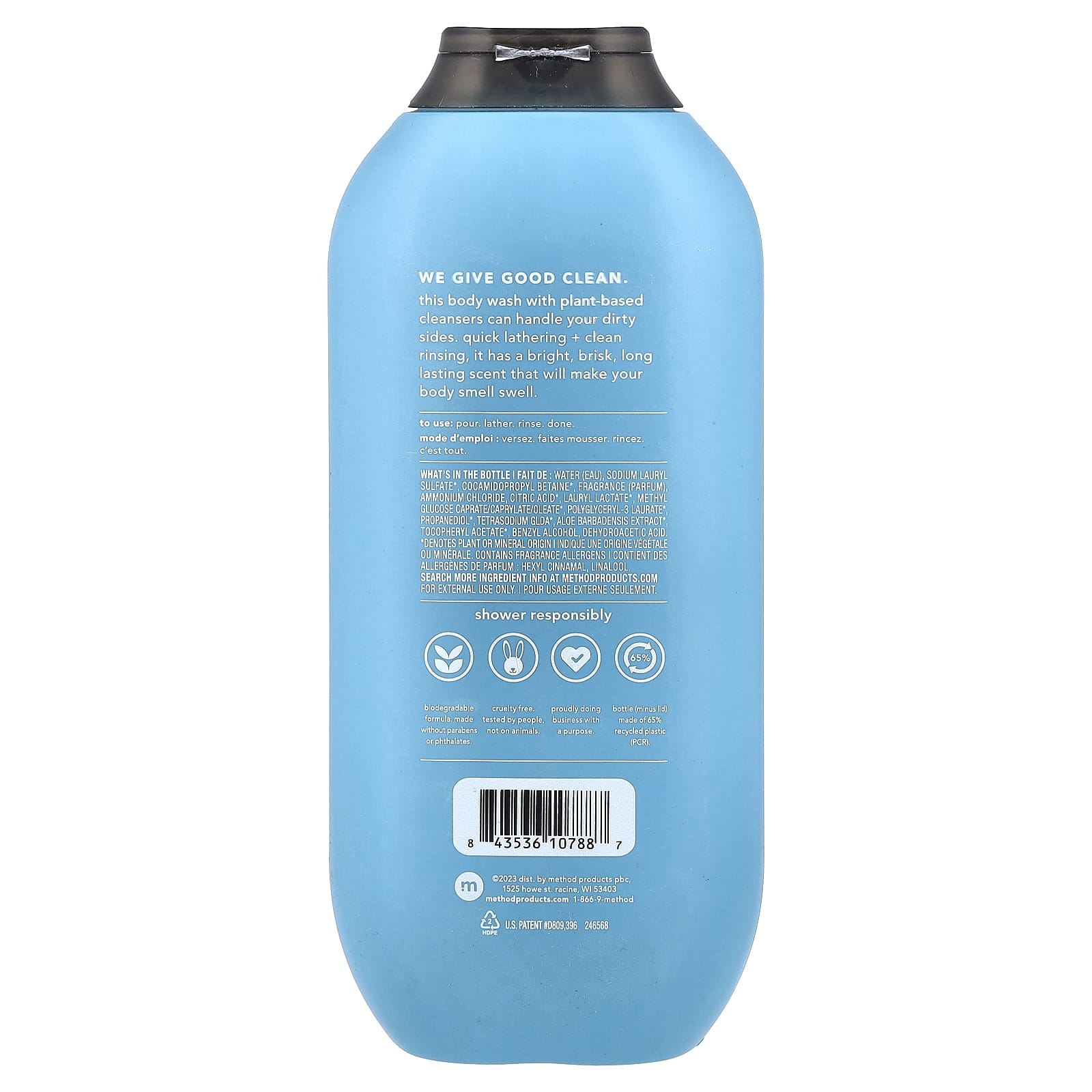 Method, Men, Body Wash, Glacier + Granite, 18 fl oz (532 ml)