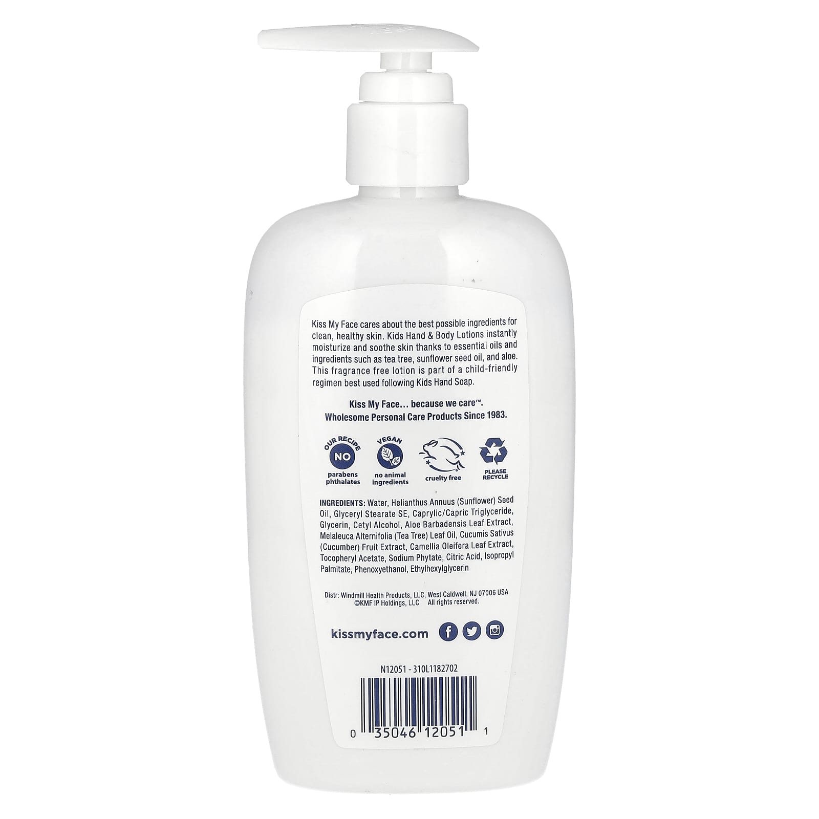 Kiss My Face, Kids, Hand & Body Lotion, Tea Tree & Aloe, Fragrance Free, 9 fl oz (266 ml)
