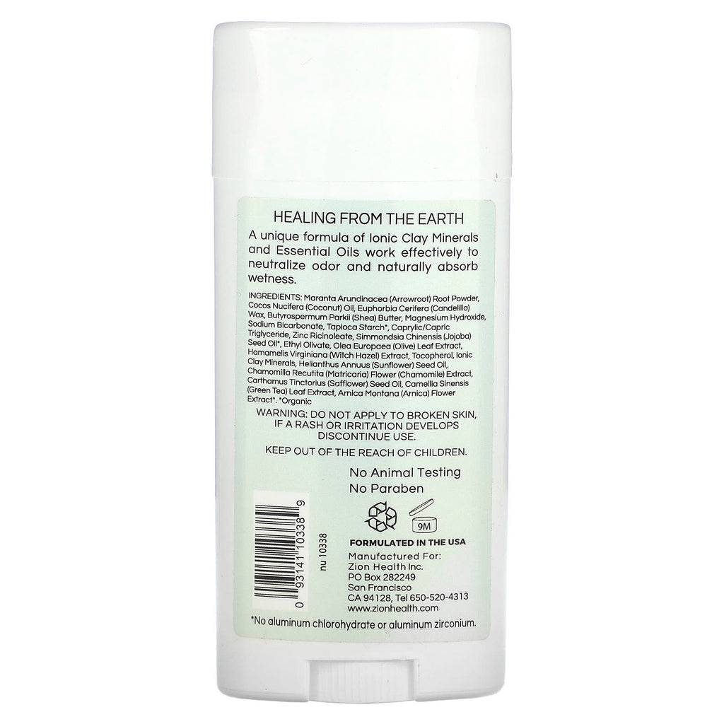 Zion Health, Bold, ClayDry Deodorant, Fragrance Free, 2.8 oz (80 g)