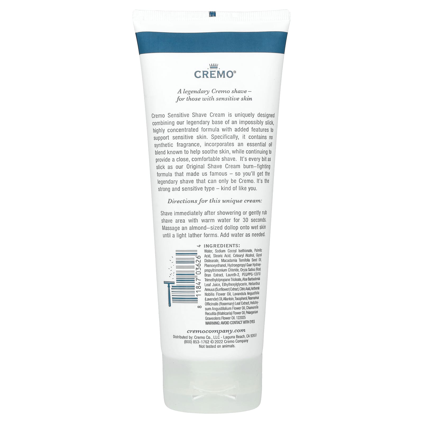 Cremo, Shave Cream, Sensitive Skin, 6 fl oz (177 ml)