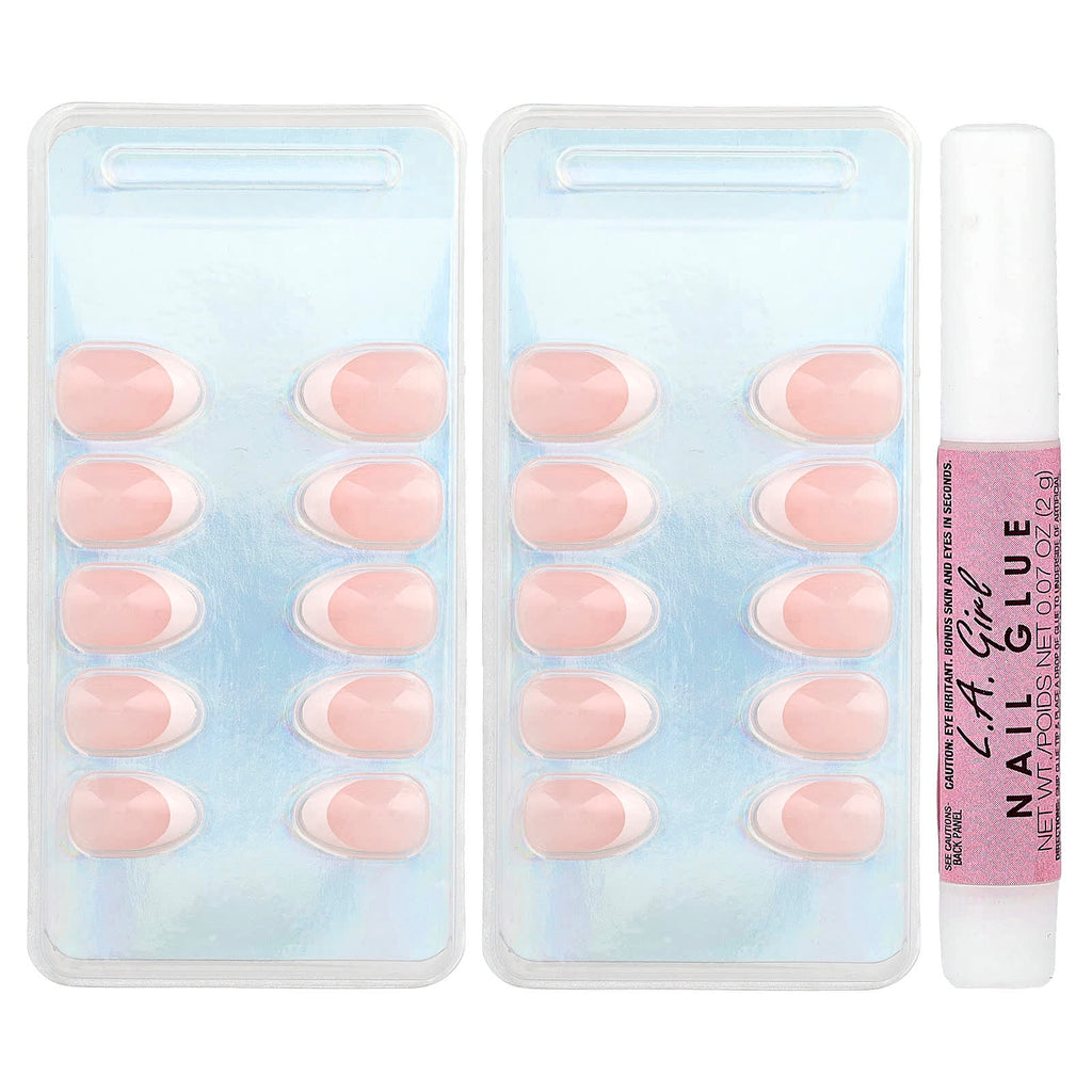 L.A. Girl, Oh So Shiny Artificial Nails, Gel Shine Nail Tips, GNT155 Modern French Tip, 25 Piece Kit