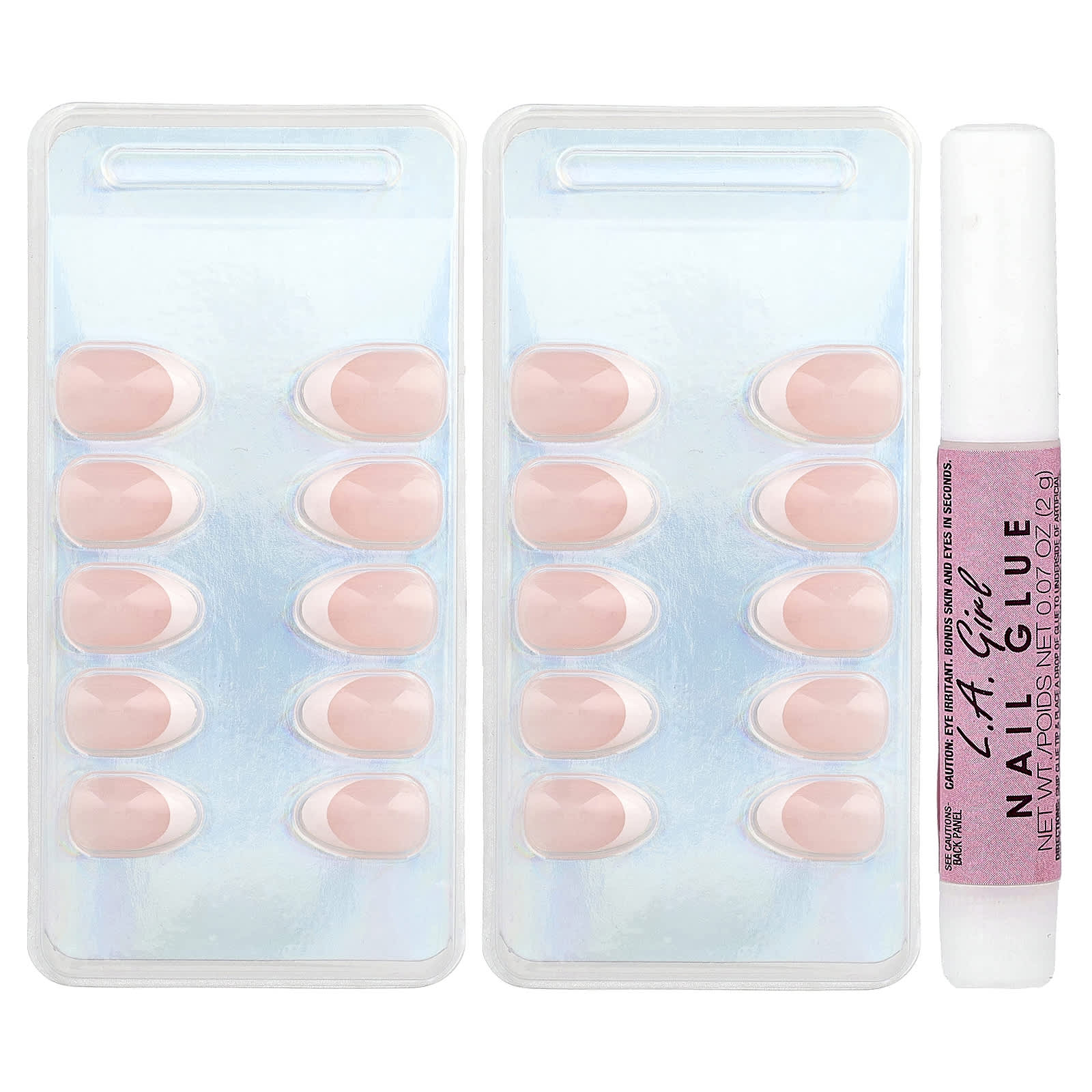 L.A. Girl, Oh So Shiny Artificial Nails, Gel Shine Nail Tips, GNT155 Modern French Tip, 25 Piece Kit