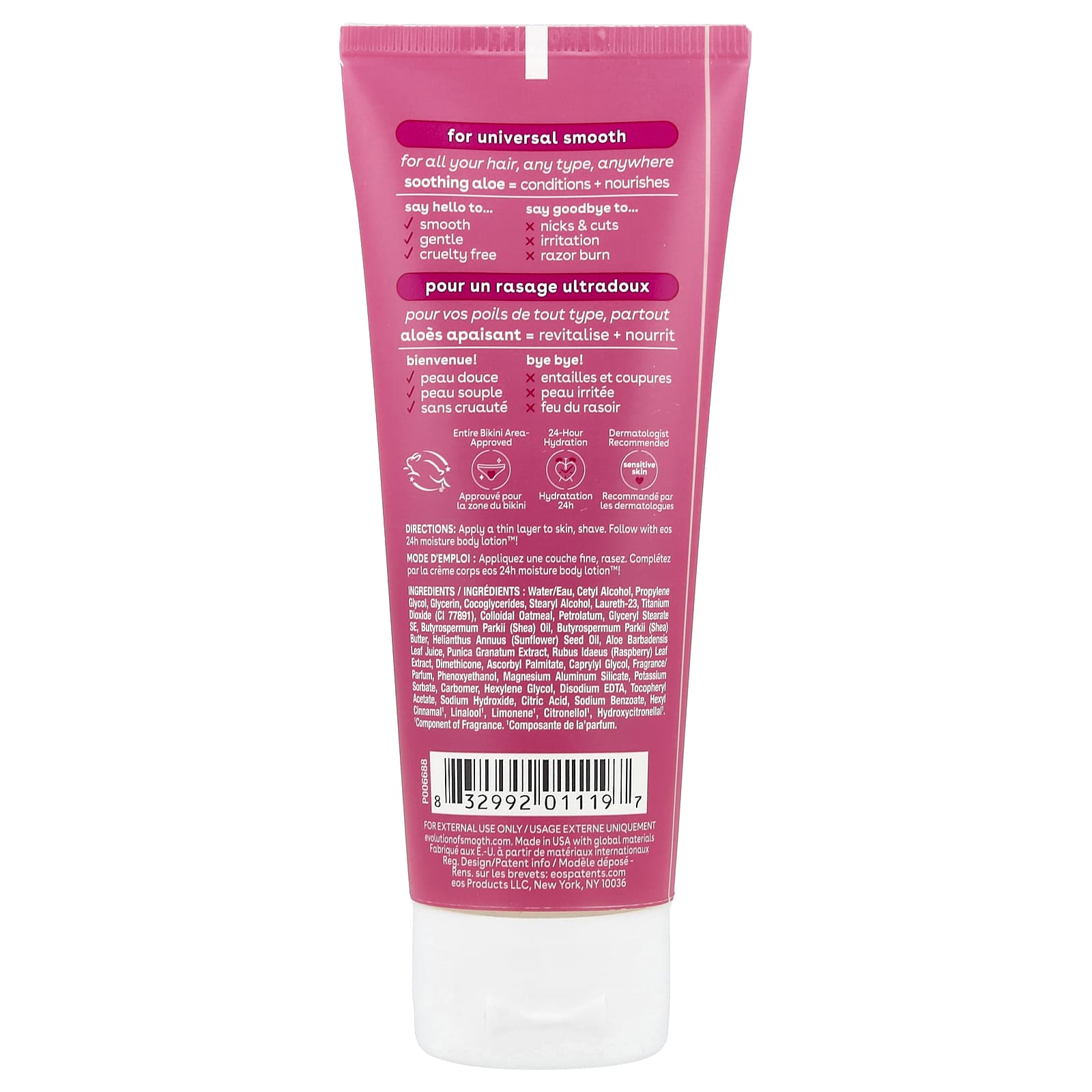 EOS, Shea Better, 24H Moisture Shave Cream, Pomegranate Raspberry, 2.5 fl oz (74 ml)