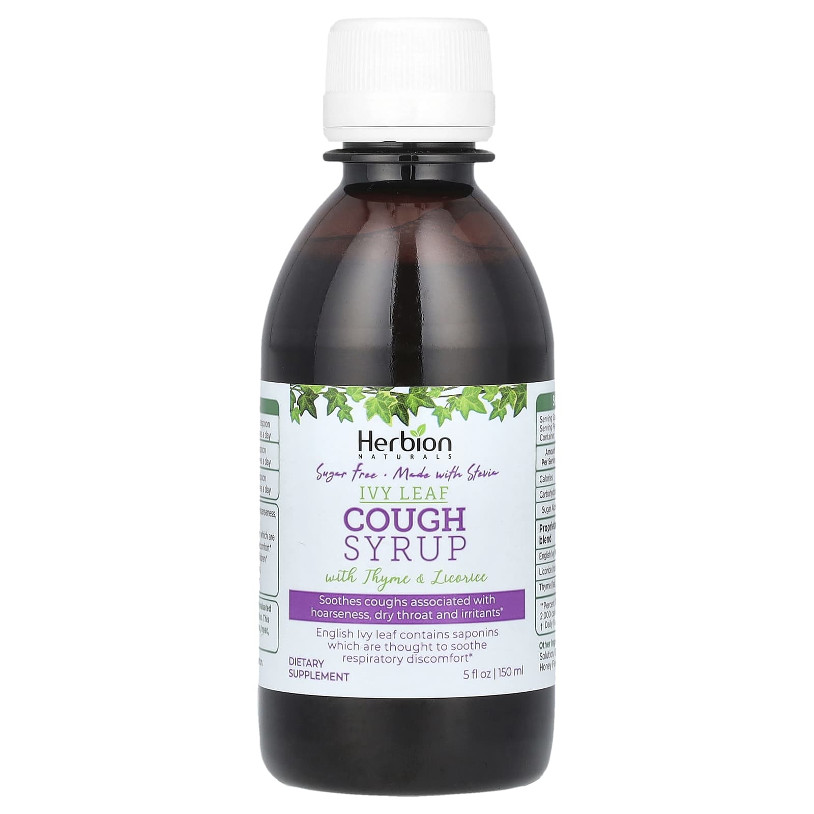 Herbion Naturals, Naturals, Ivy Leaf Cough Syrup With Thyme & Licorice, Sugar Free, 5 fl oz (150 ml)