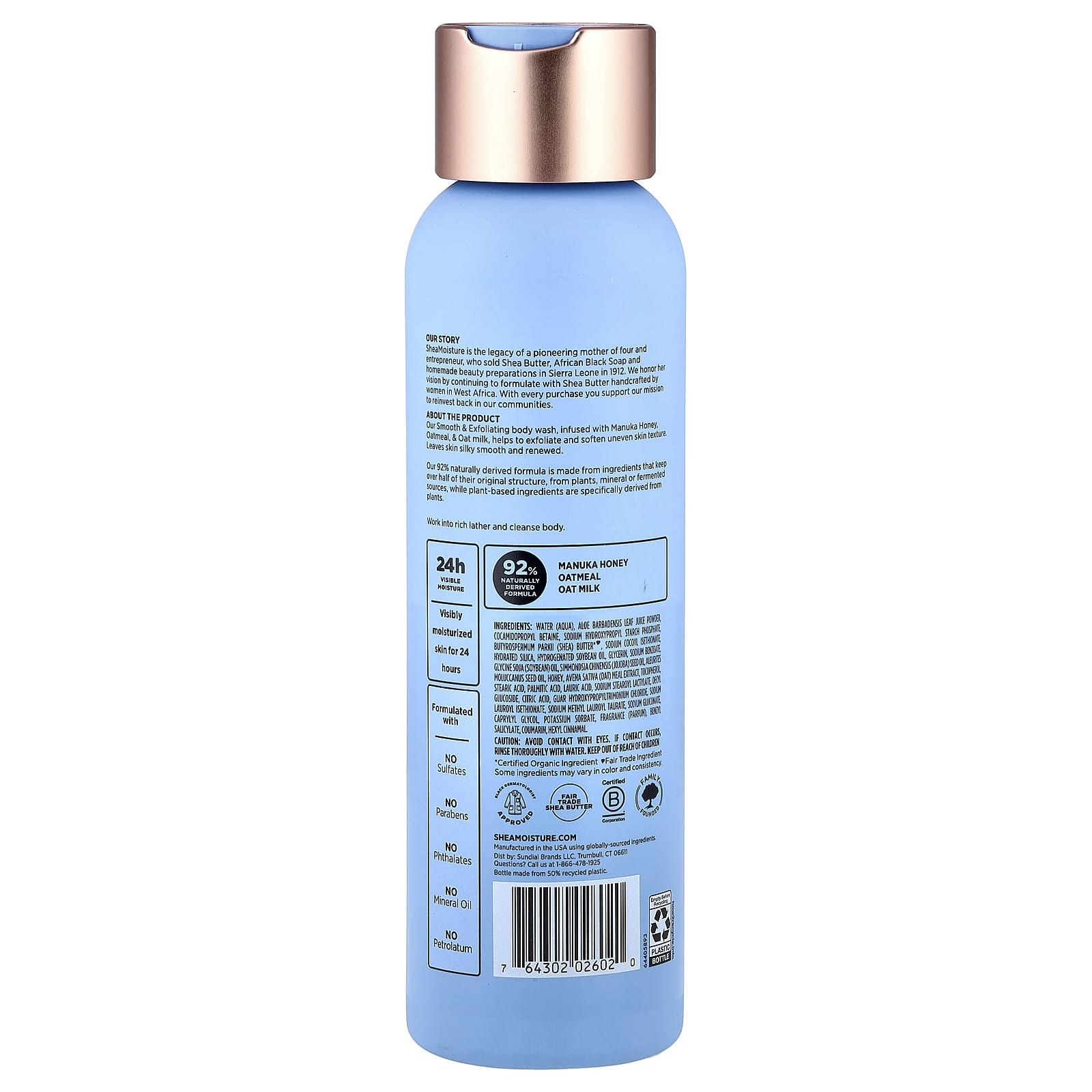 SheaMoisture, Smooth & Exfoliating Body Wash, Manuka Honey & Oatmeal, 18 fl oz (532 ml)