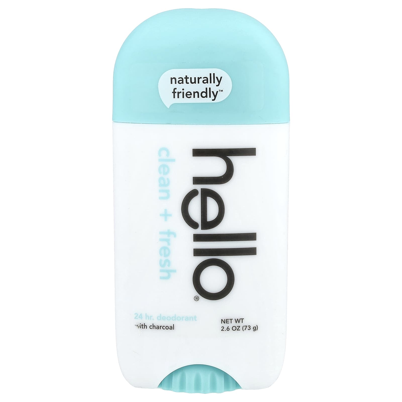 Hello, 24 Hr Deodorant with Charcoal, Clean + Fresh, 2.6 oz (73 g)