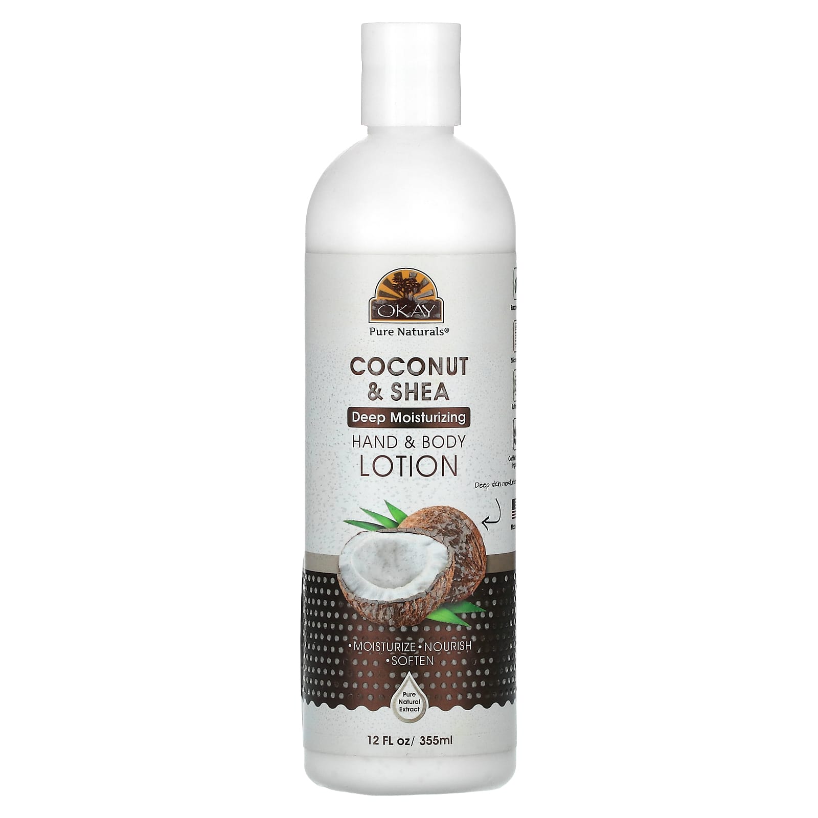 Okay Pure Naturals, Hand & Body Lotion, Coconut & Shea, 12 fl oz (355 ml)