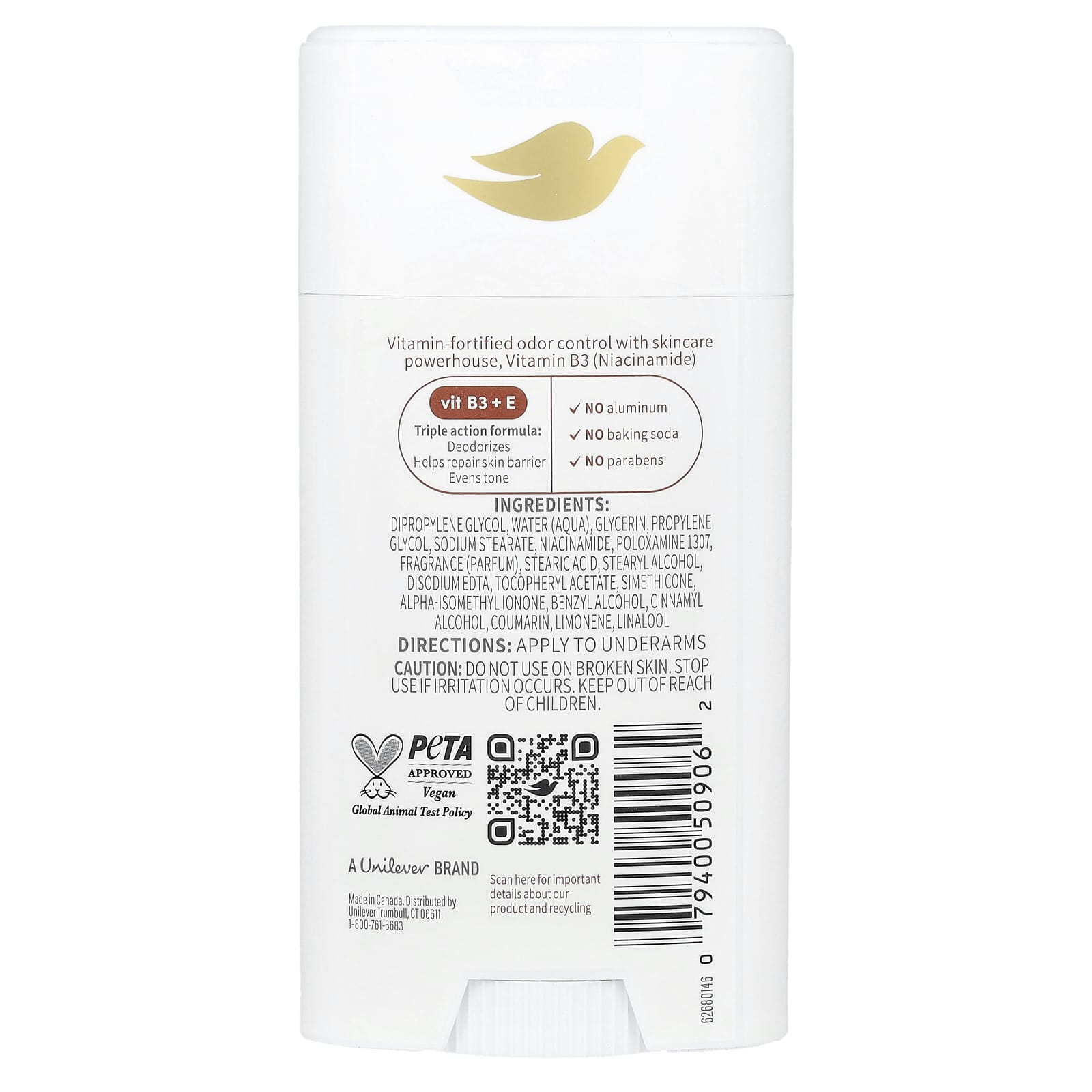 Dove, Vitamin Care+ Deodorant, Coconut & Shea, 2.6 oz (74 g)