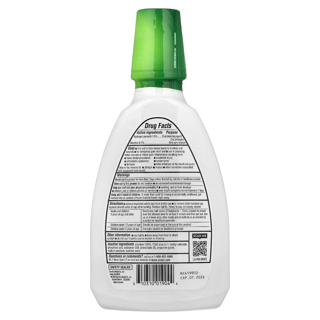 Orajel, Gum Pain, Alcohol Free, Soothing Mint, 16 fl oz (473.2 ml)
