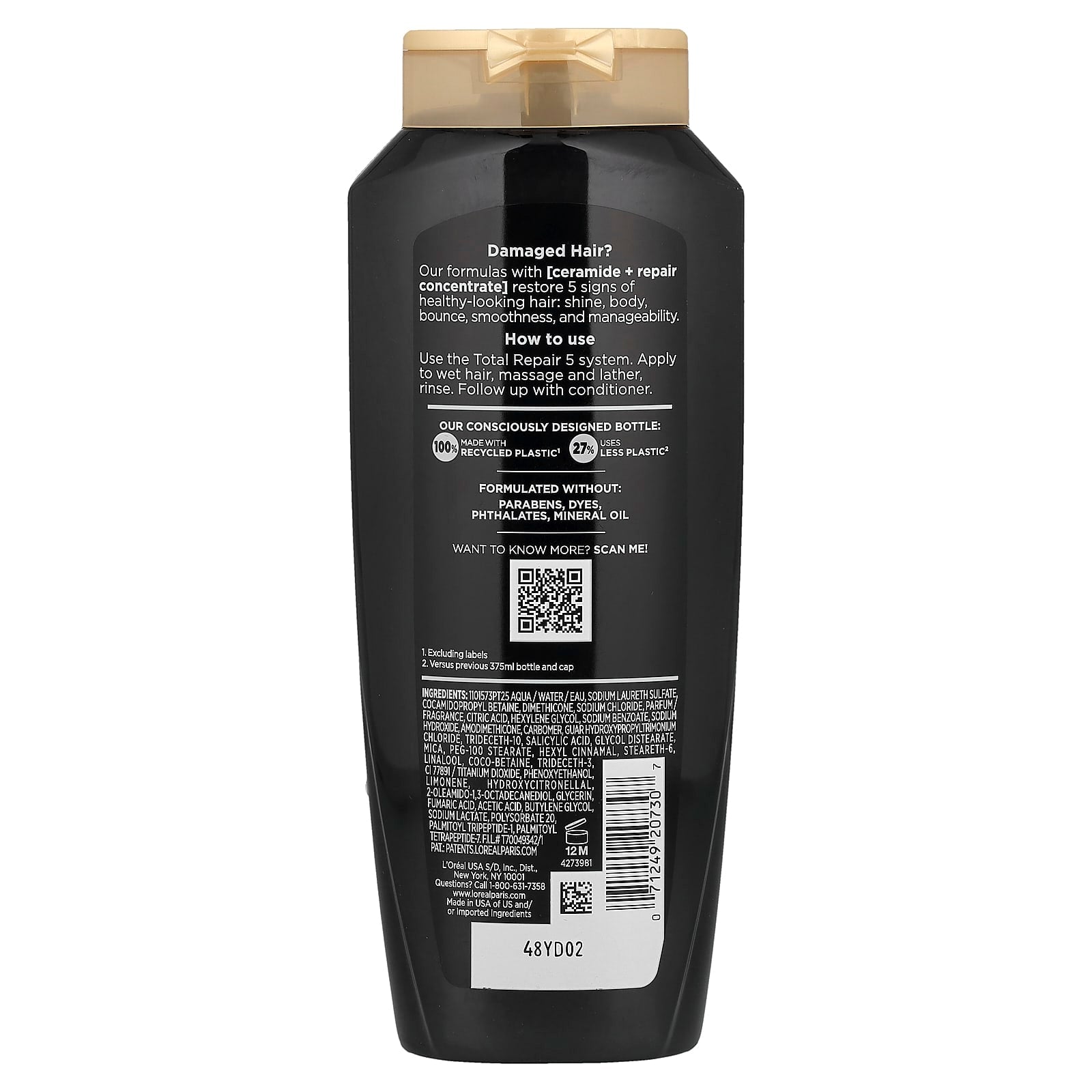 L'Oréal, Elvive, Total Repair 5, Damage Reversing Shampoo, Damaged Hair, 12.6 fl oz (375 ml)