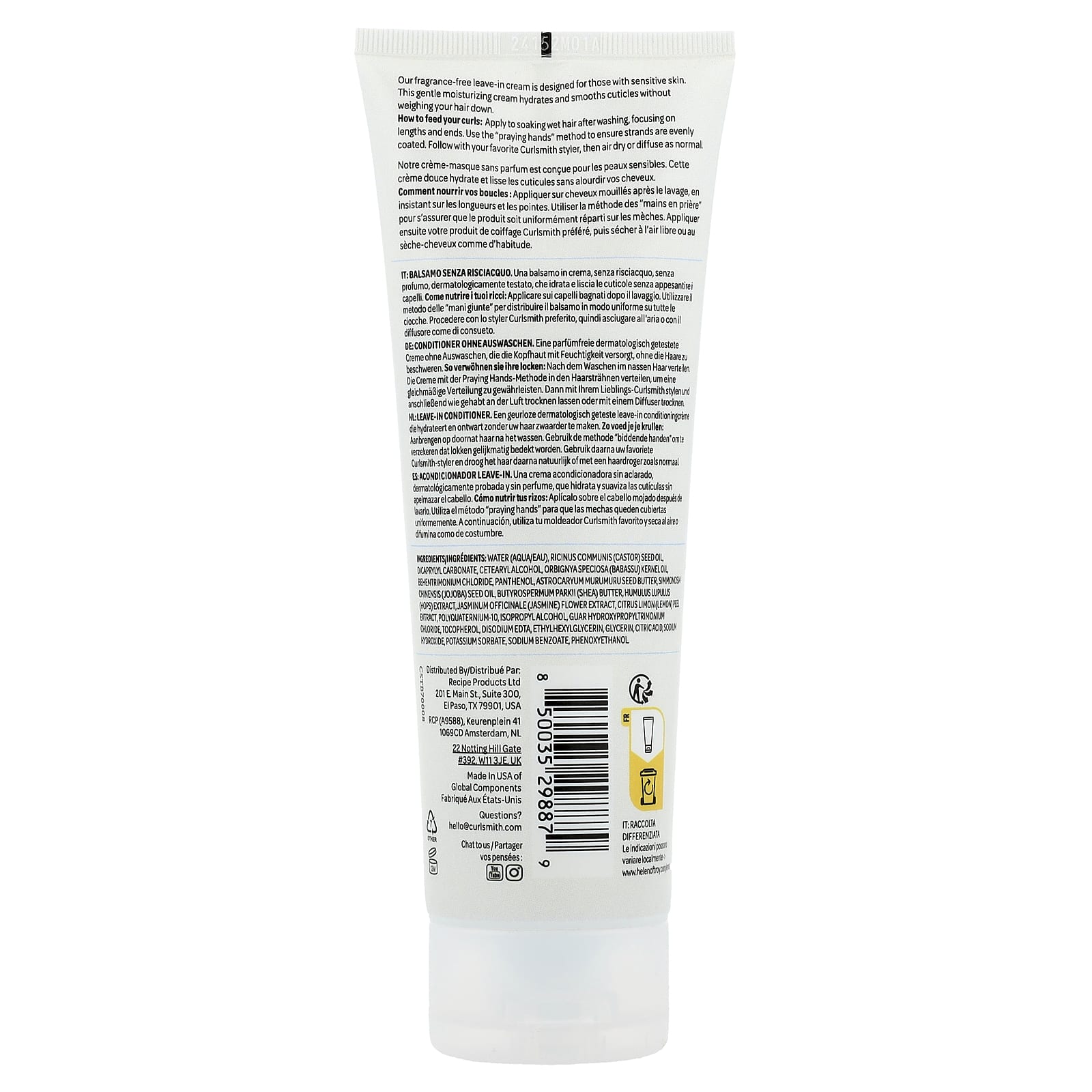 Curlsmith, Fragrance Free Leave-In, All Curl Types, 8 fl oz (237 ml)