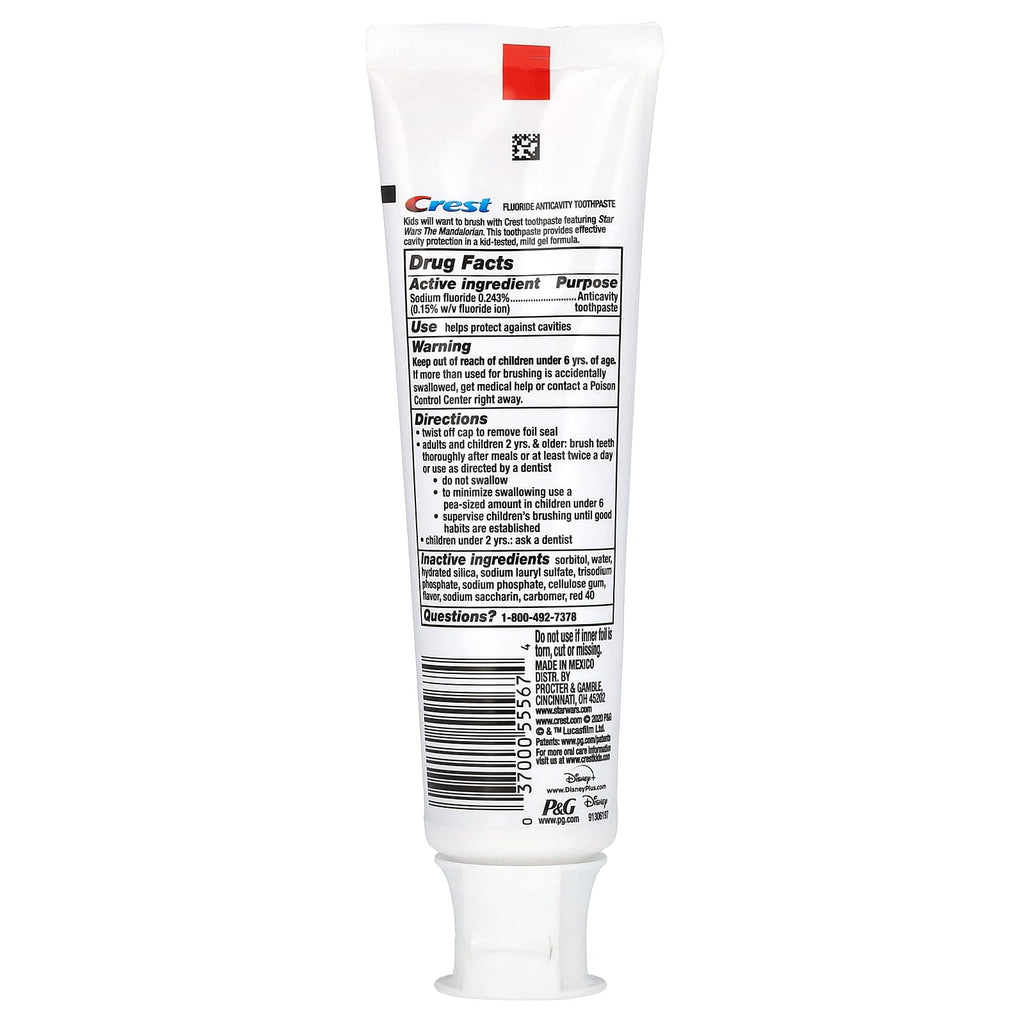 Crest, Kids, Fluoride Anticavity Toothpaste, Star Wars The Mandalorian, 3+ Yrs, Strawberry, 4.2 oz (119 g)