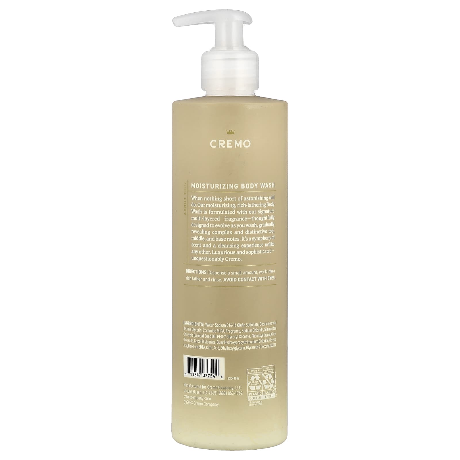 Cremo, Body Wash, White Jasmine Amber, 16 fl oz (473 ml)