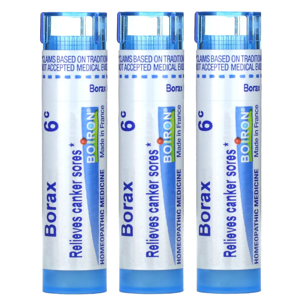 Boiron, Borax 6C, Meltaway Pellets, 3 Tubes, Approx. 80 Pellets Each