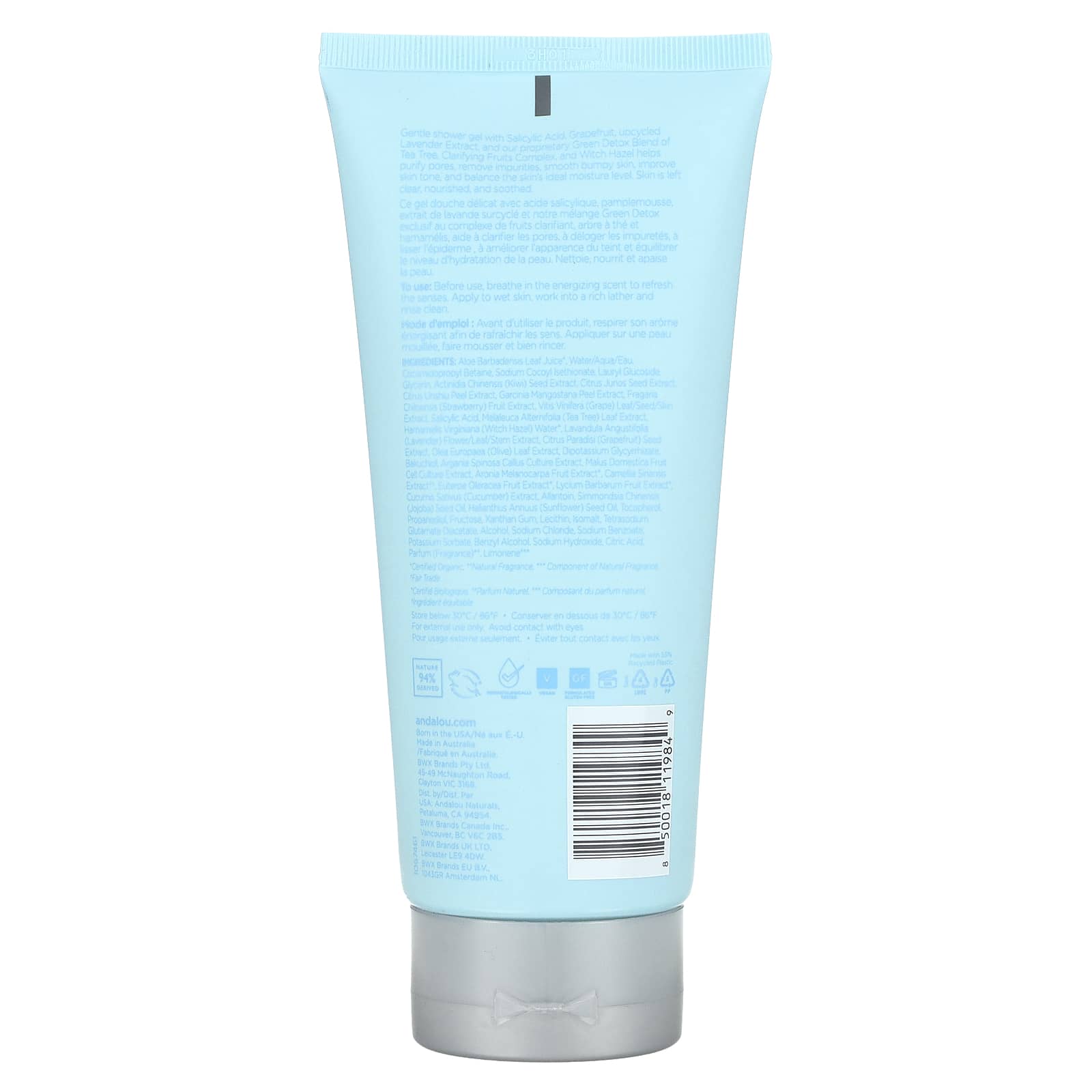 Andalou Naturals, Grapefruit Shower Gel, Clarifying, 8.5 fl oz (251 ml)