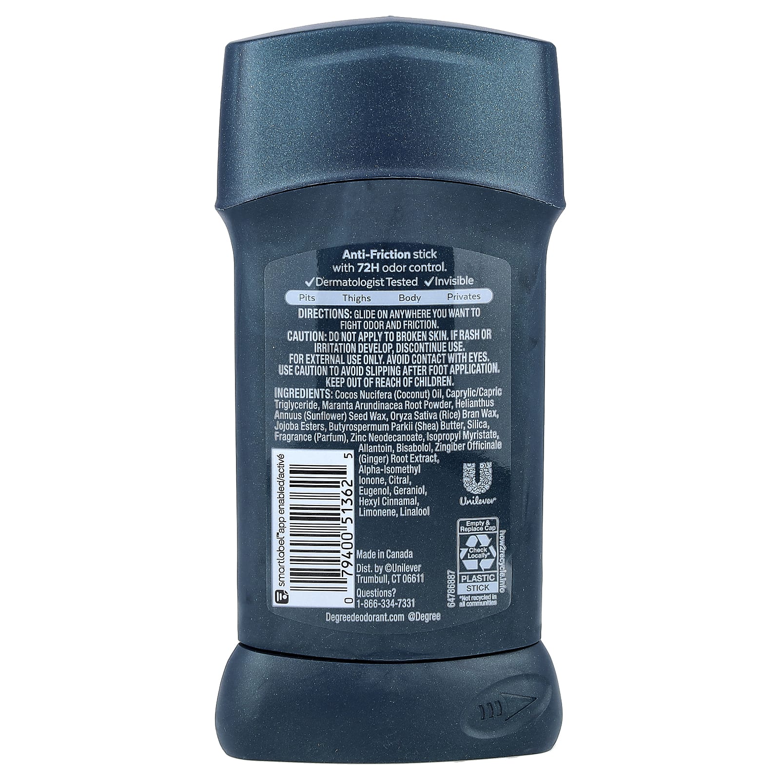 Degree, Whole Body Deo, Anti-Friction Deodorant Stick, Ocean Rush, 3 oz (85 g)