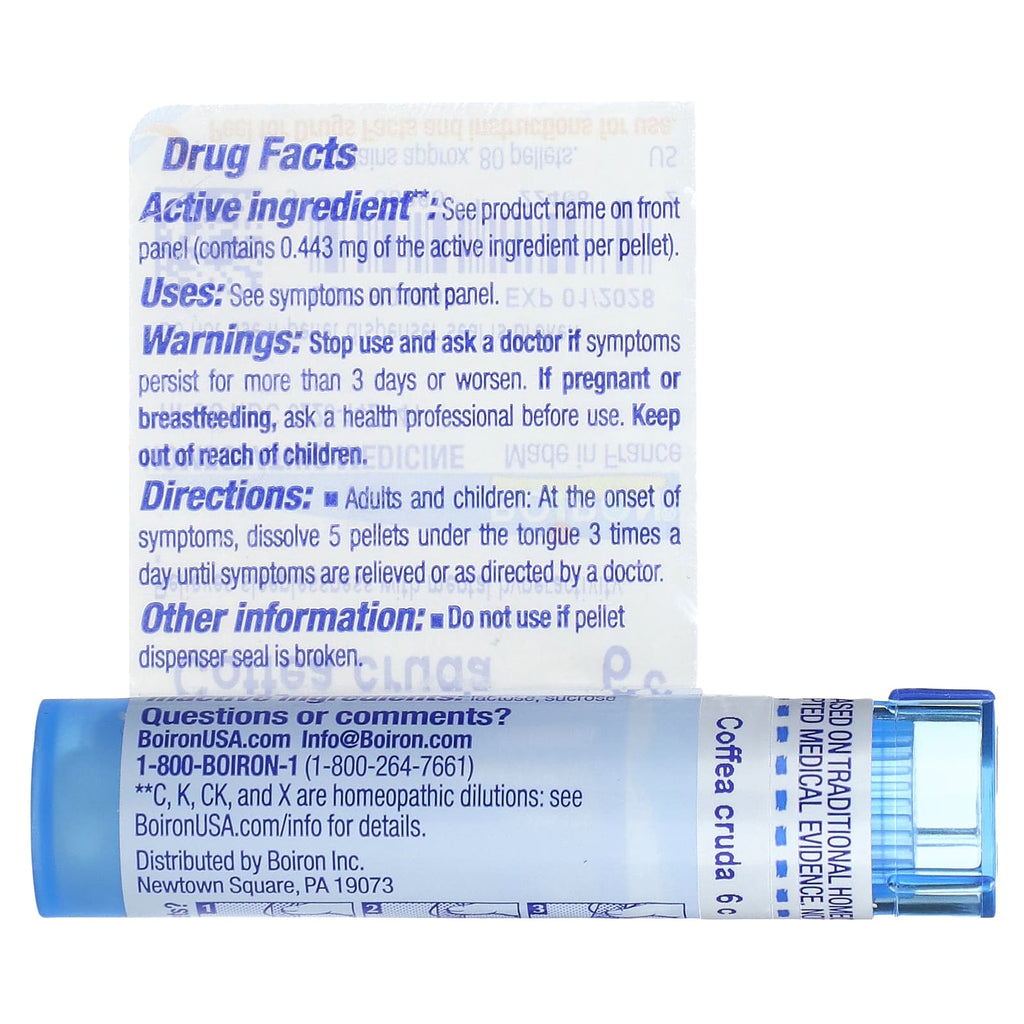 Boiron, Coffea Cruda, 6C, Sleep Aid, Approx 80 Pellets