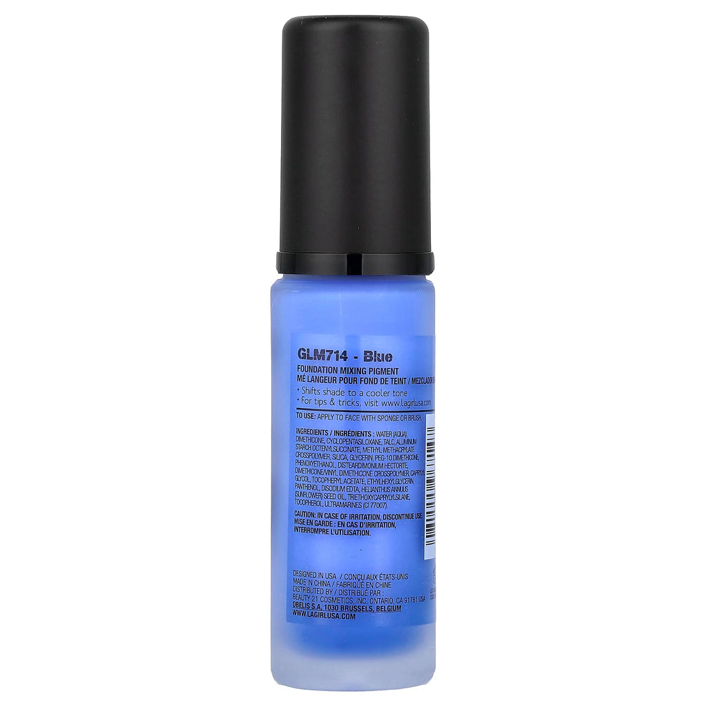 L.A. Girl, PRO.color, Foundation Mixing Pigment, GLM714 Blue, 1 fl oz (30 ml)
