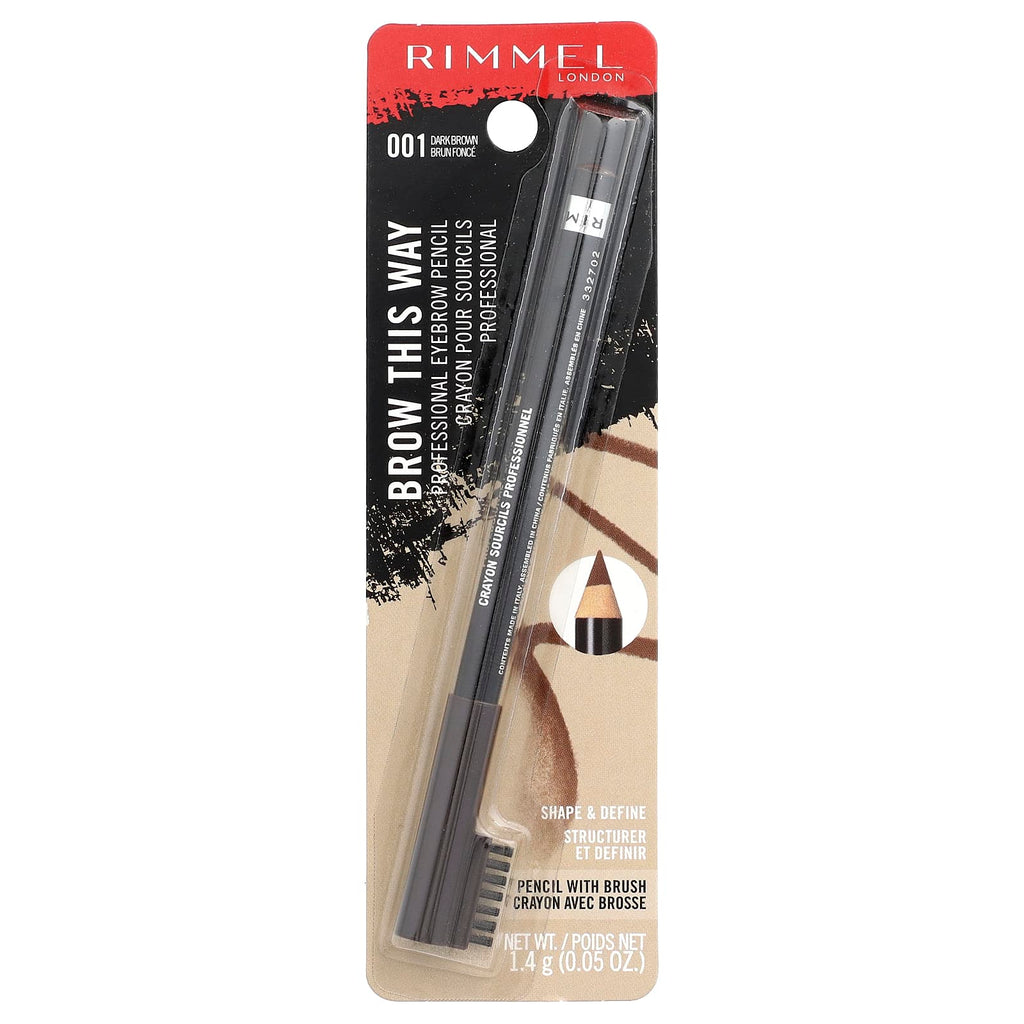 Rimmel London, Brow This Way, Professional Eyebrow Pencil, 001 Dark Brown, 0.05 oz (1.4 g)
