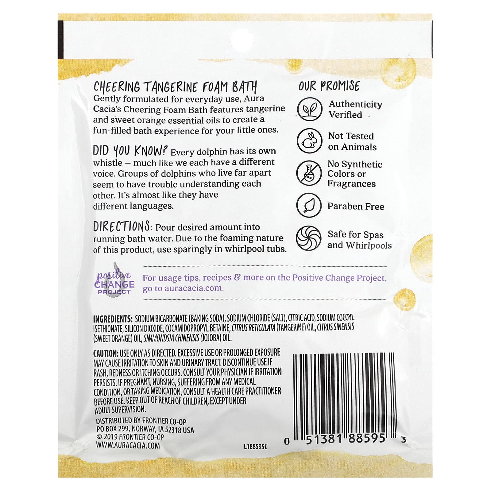 Aura Cacia, Cheering Foam Bath, Tangerine, 2.5 oz (70.9 g)