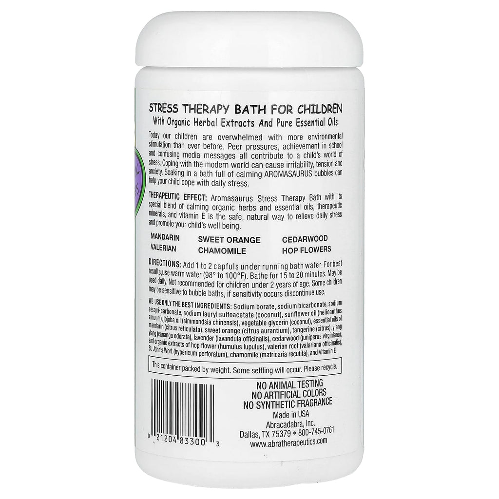 Abra Therapeutics, Aromasaurus Stress, Aroma Therapy Bubble Bath For Children, 20 oz (566 g)