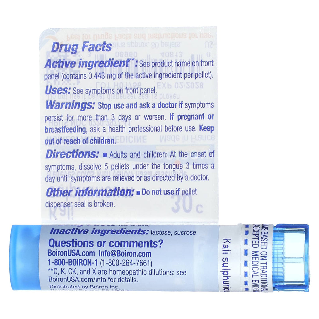 Boiron, Kali Sulphuricum, 30C, Nasal Congestion Relief, Approx. 80 Pellets