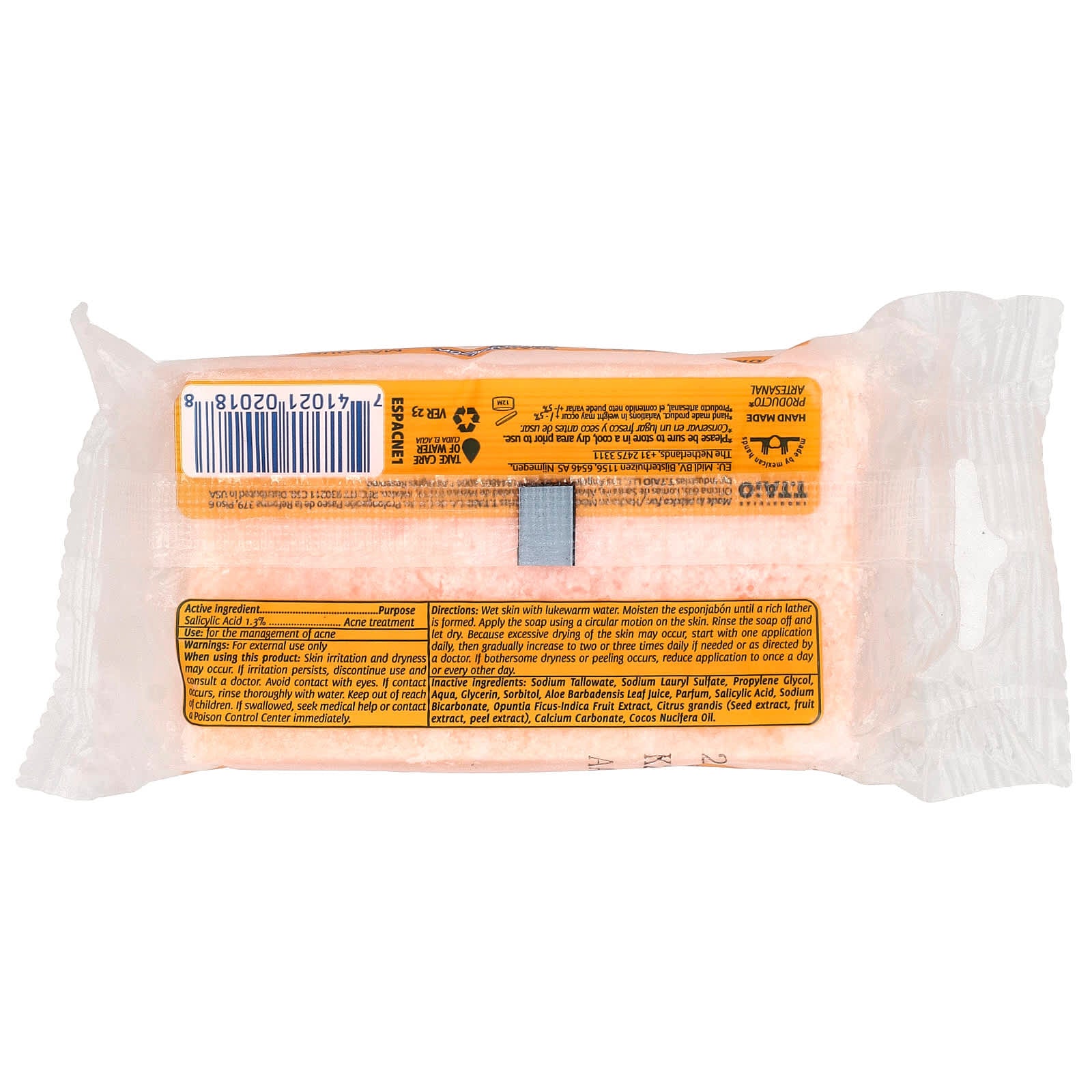 T. Taio, Soap Bar With Sponge Inside, Salicylic Acid Acne Formula, Original , 4.2 oz (120 g)