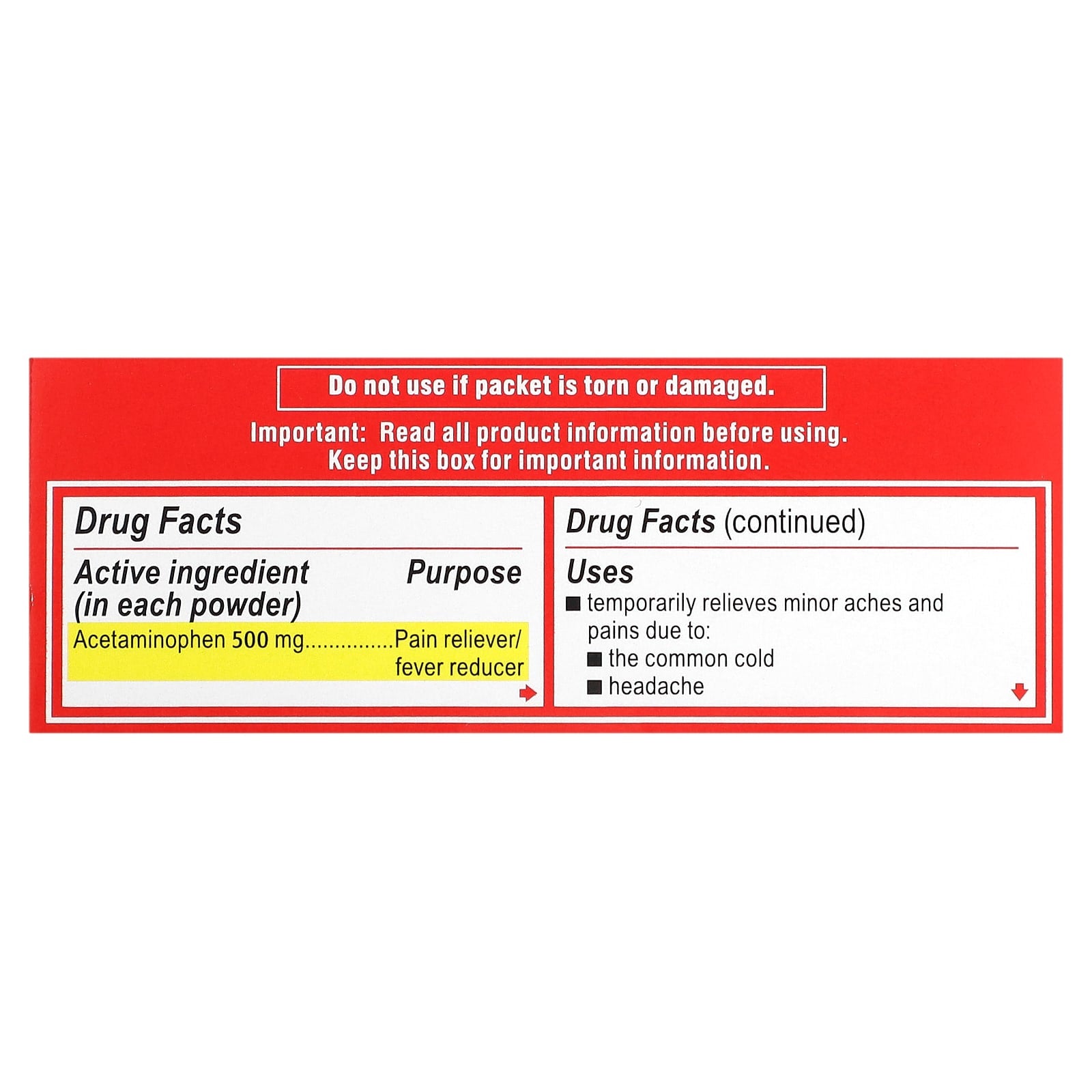 Tylenol, Acetaminophen Dissolve Packs for Adults, Berry Flavor, 500 mg, 12 Packets of Powder