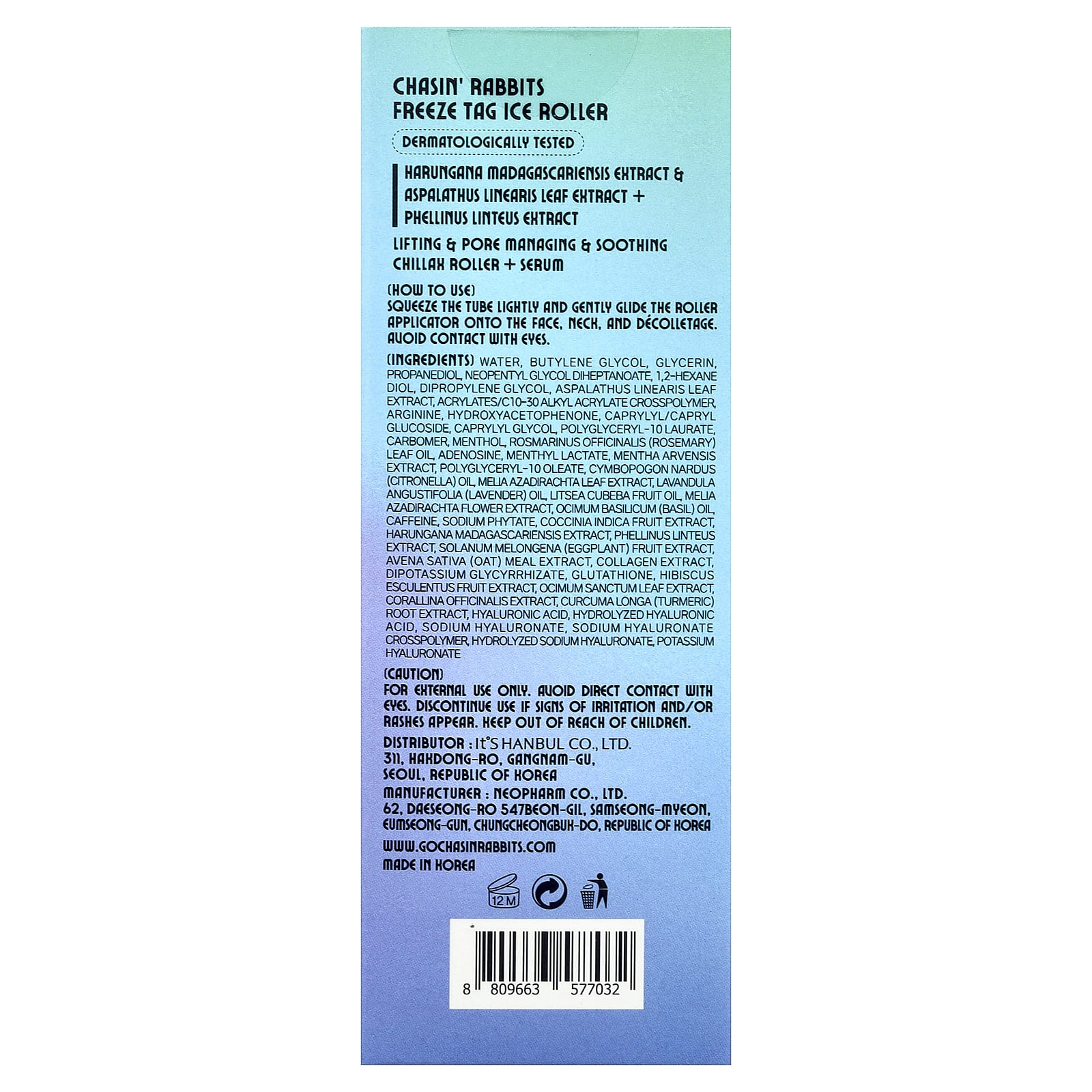 Chasin' Rabbits, Freeze Tag Ice Roller, 1.69 fl oz (50 ml)