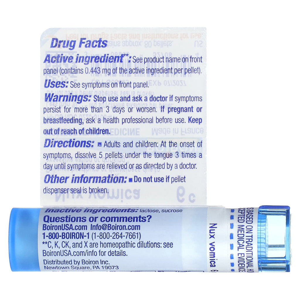 Boiron, Nux Vomica, 6C, Heartburn Relief, Approx 80 Pellets