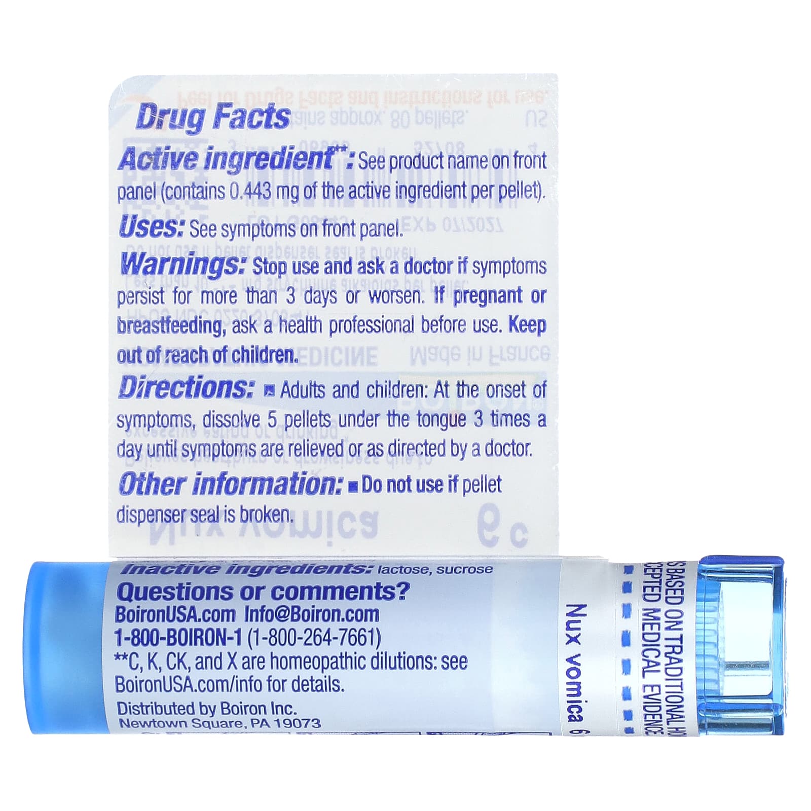 Boiron, Nux Vomica, 6C, Heartburn Relief, Approx 80 Pellets